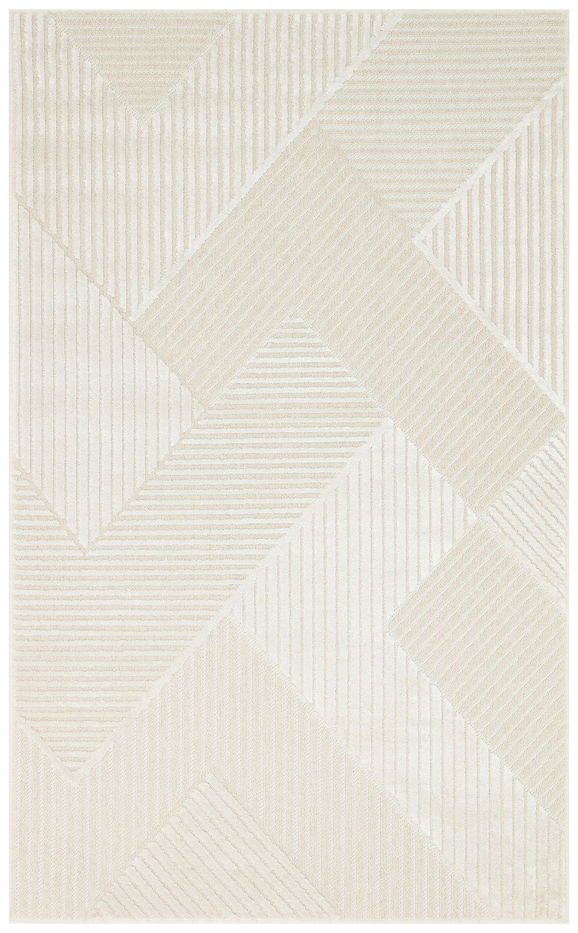 Geometric Wool Area Rug – Machine Made Rug with High Low Texture & Natural Fiber