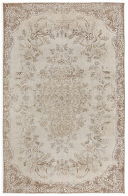 Atina Beige Vintage Wool Handmade Area Rug 5'5" x 8'8"
