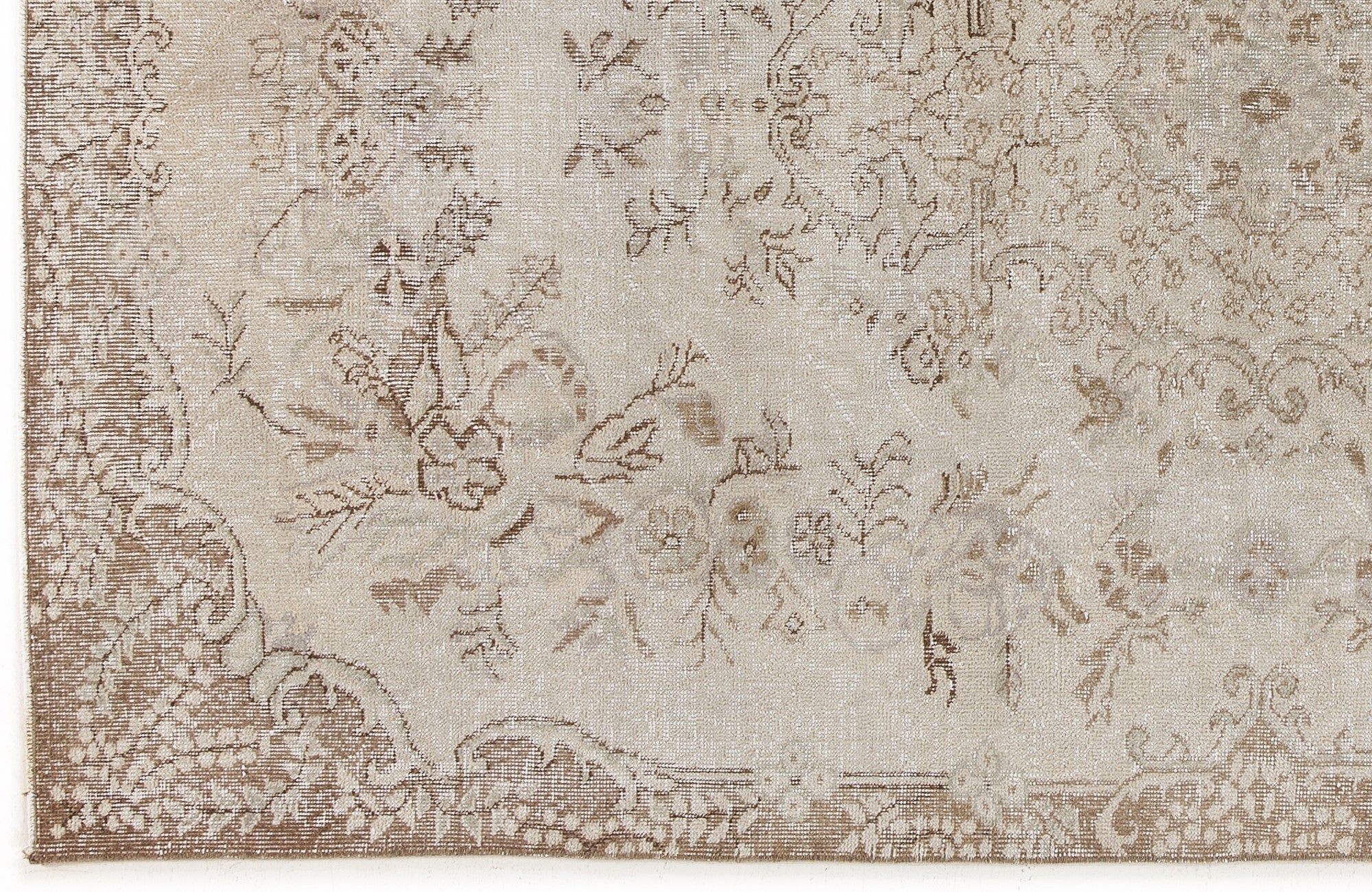 Atina Beige Vintage Wool Handmade Area Rug 5'5" x 8'8"
