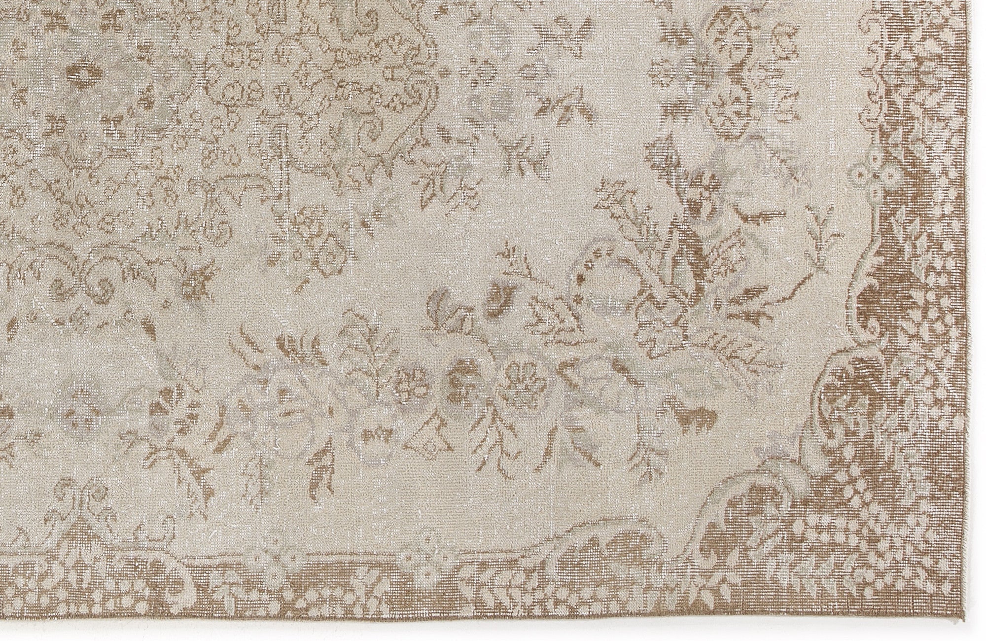 Atina Beige Vintage Wool Handmade Area Rug 5'5" x 8'8"