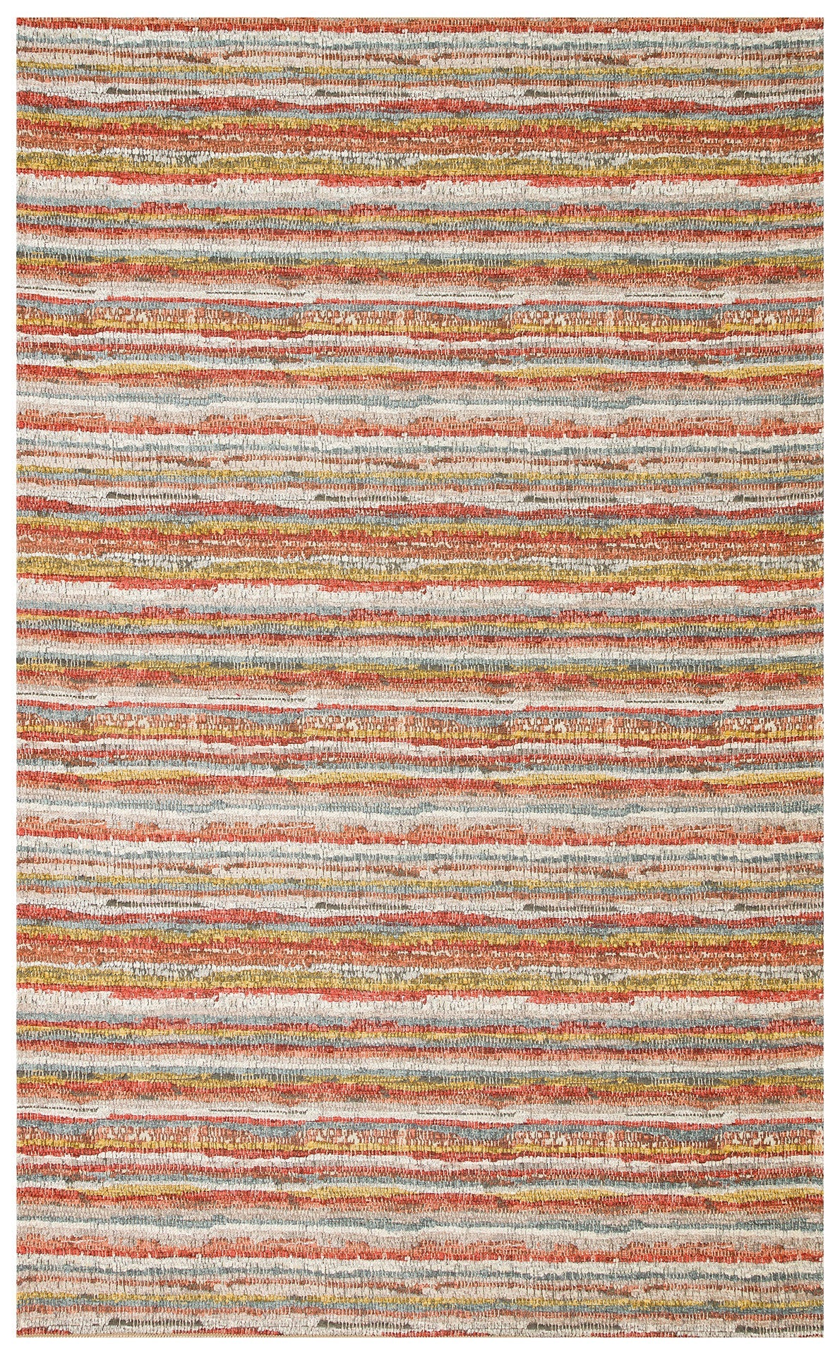 Cotton Kilim Carpet - Durable Orange Striped Woven Flatweave Rug With Soft Texture