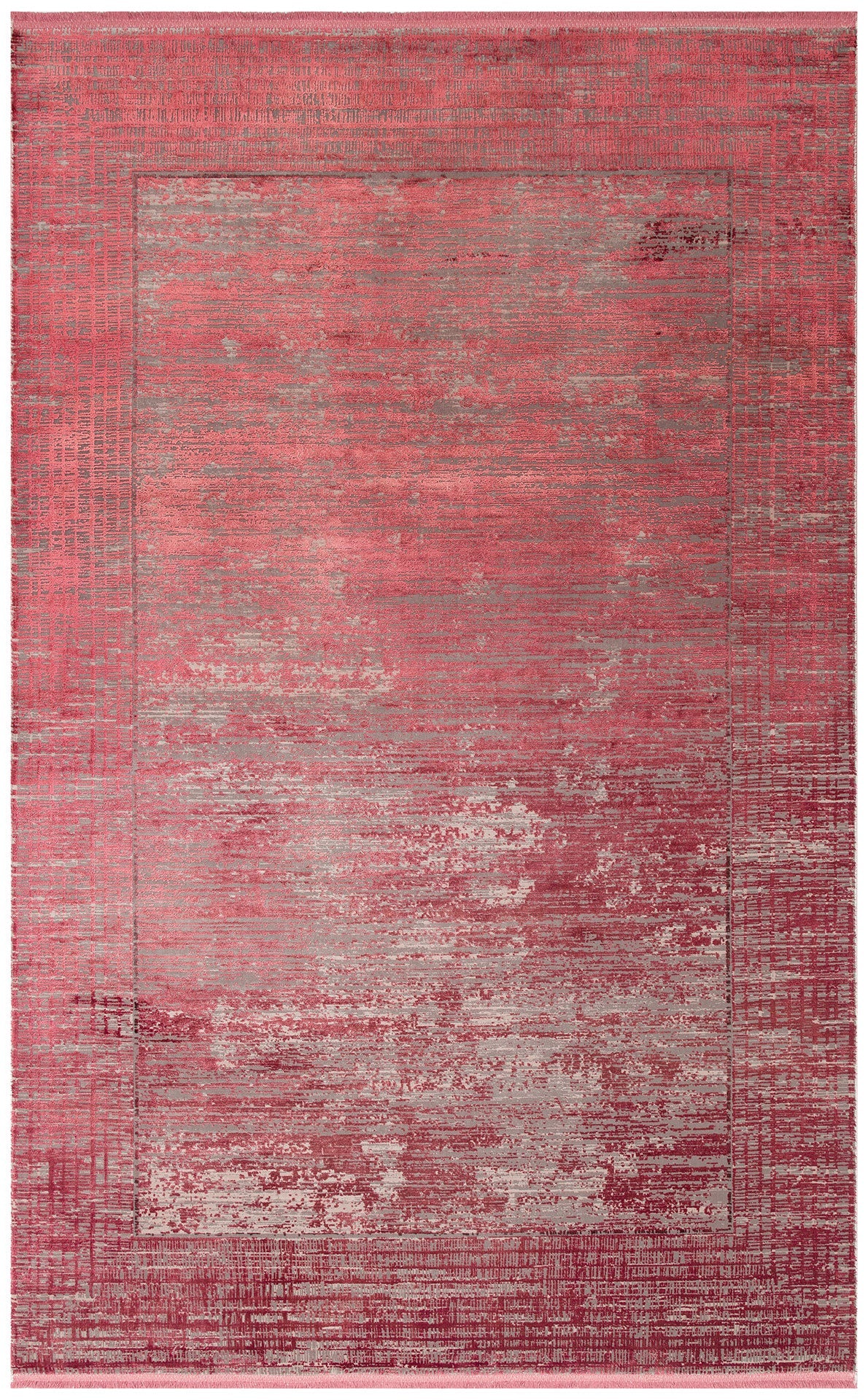 Vintage Area Rug - Burgundy Machine Made Rug With Overdyed Carpet Finish