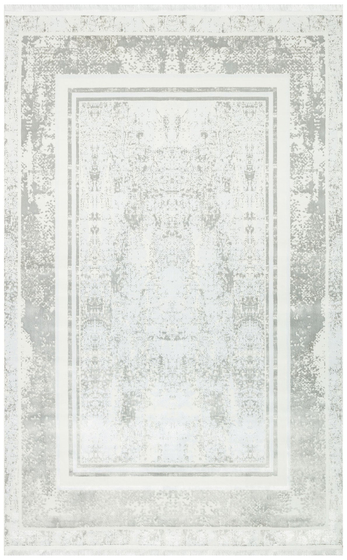 Grey Area Rug - Machine Made Rug With Non Slip Backing | Modern Carpet Frame Pattern