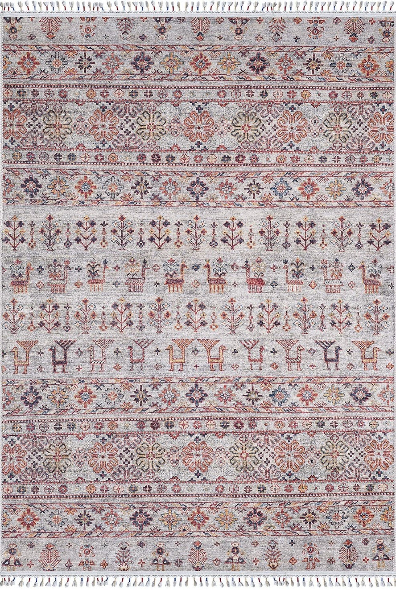 Digital Print Area Rug – Grey Classic Non Slip Antibacterial Carpet for Living Room