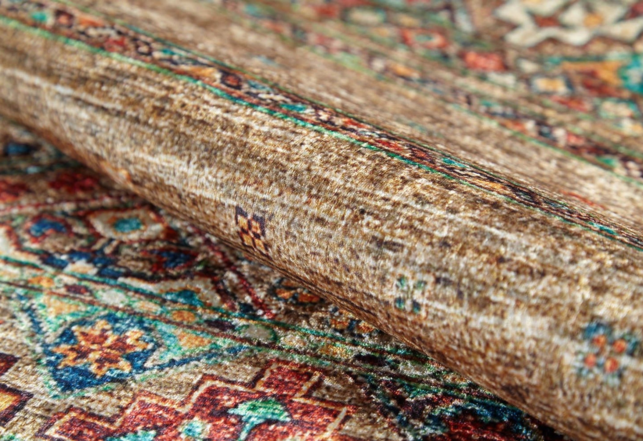 Classic Area Rug by Hal?net - Brown Digital Pattern Rug | Allergy Friendly, Non Slip Carpet