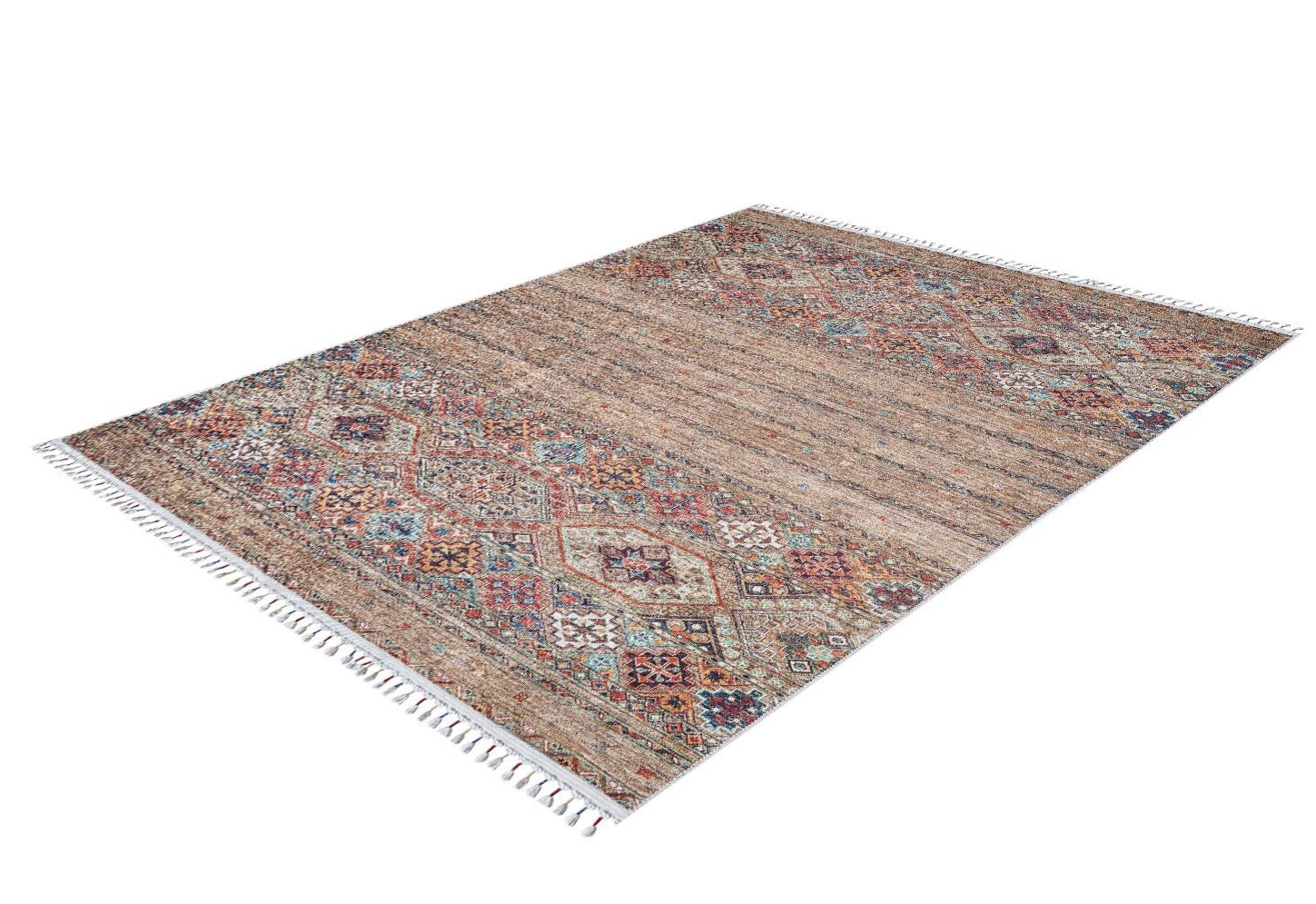 Classic Area Rug by Hal?net - Brown Digital Pattern Rug | Allergy Friendly, Non Slip Carpet