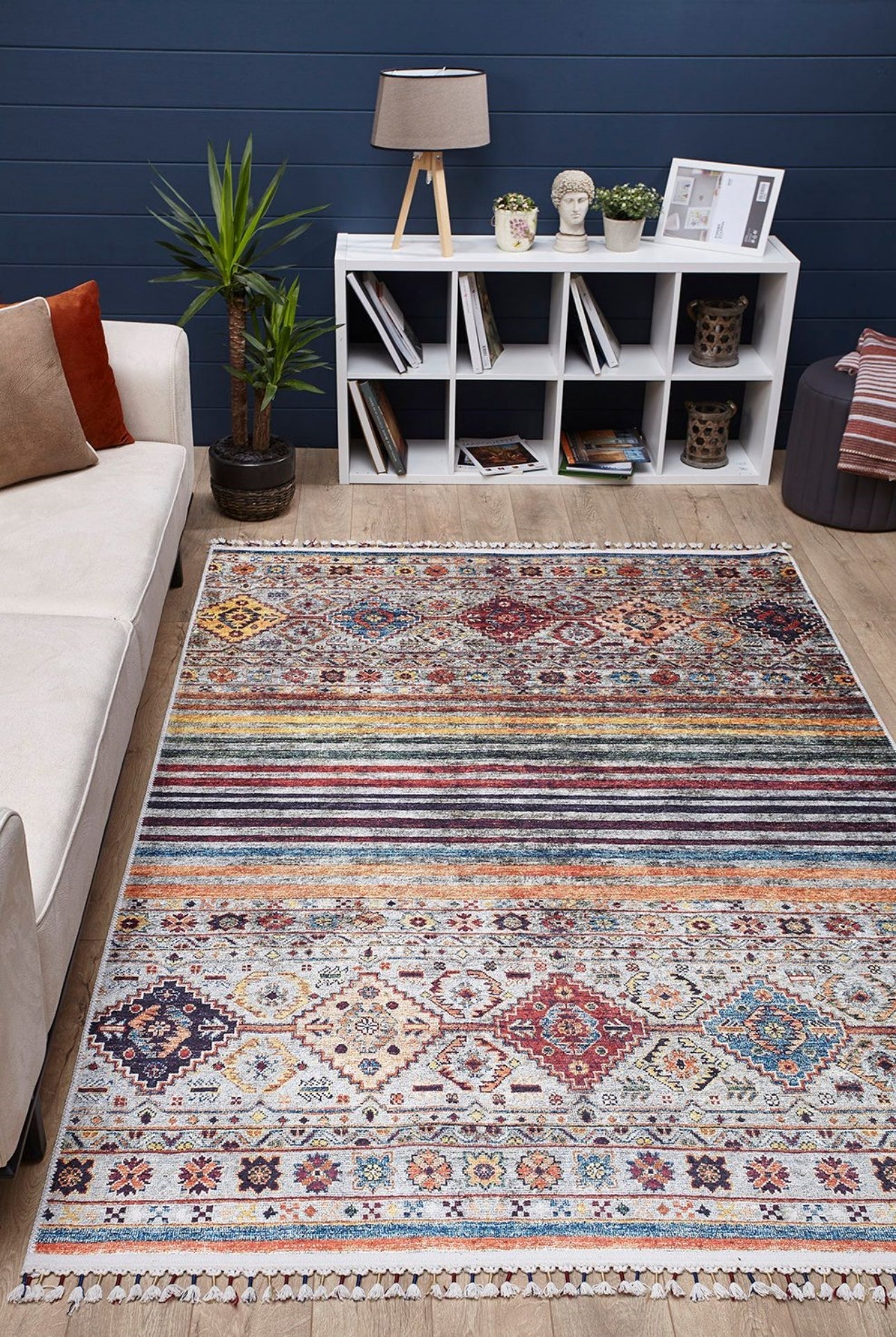 Brown Geometric Area Rug – Digital Print Rug | Non Slip Carpet | Antibacterial & Washable