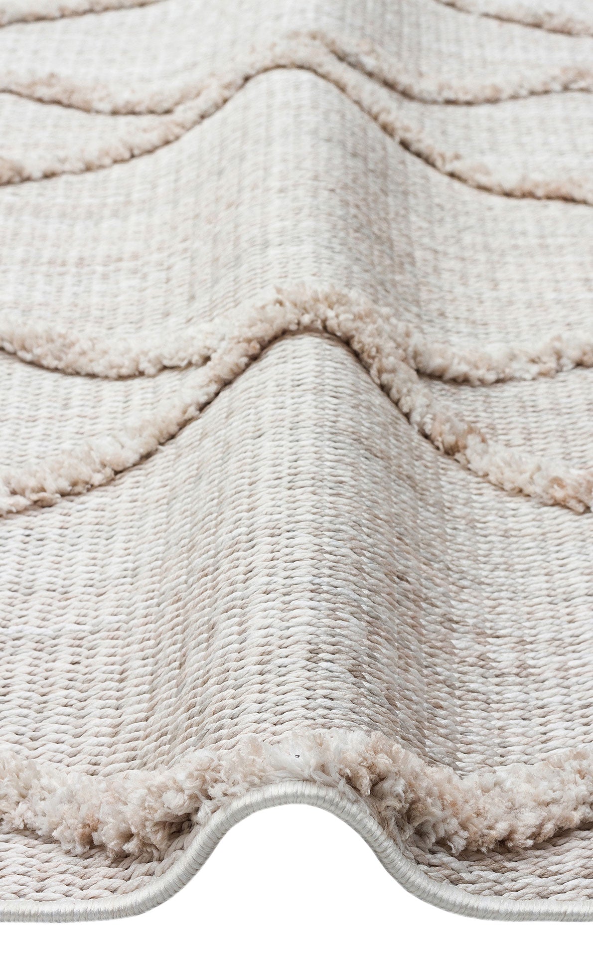 Scandinavian Area Rug - Beige Geometric Machine Made Rug | Dustproof, Soft Textured