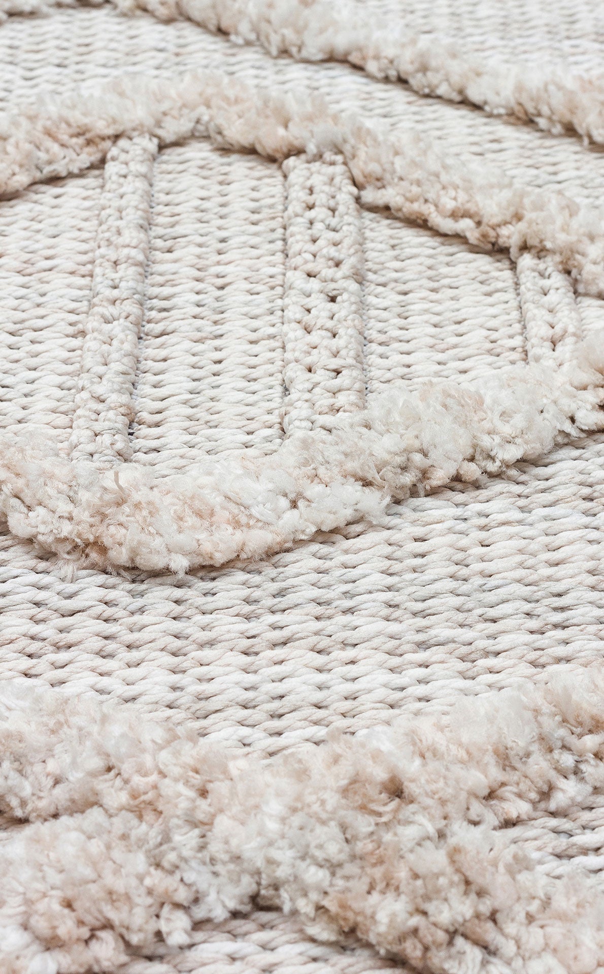 Scandinavian Area Rug - Beige Geometric Machine Made Rug | Dustproof, Soft Textured
