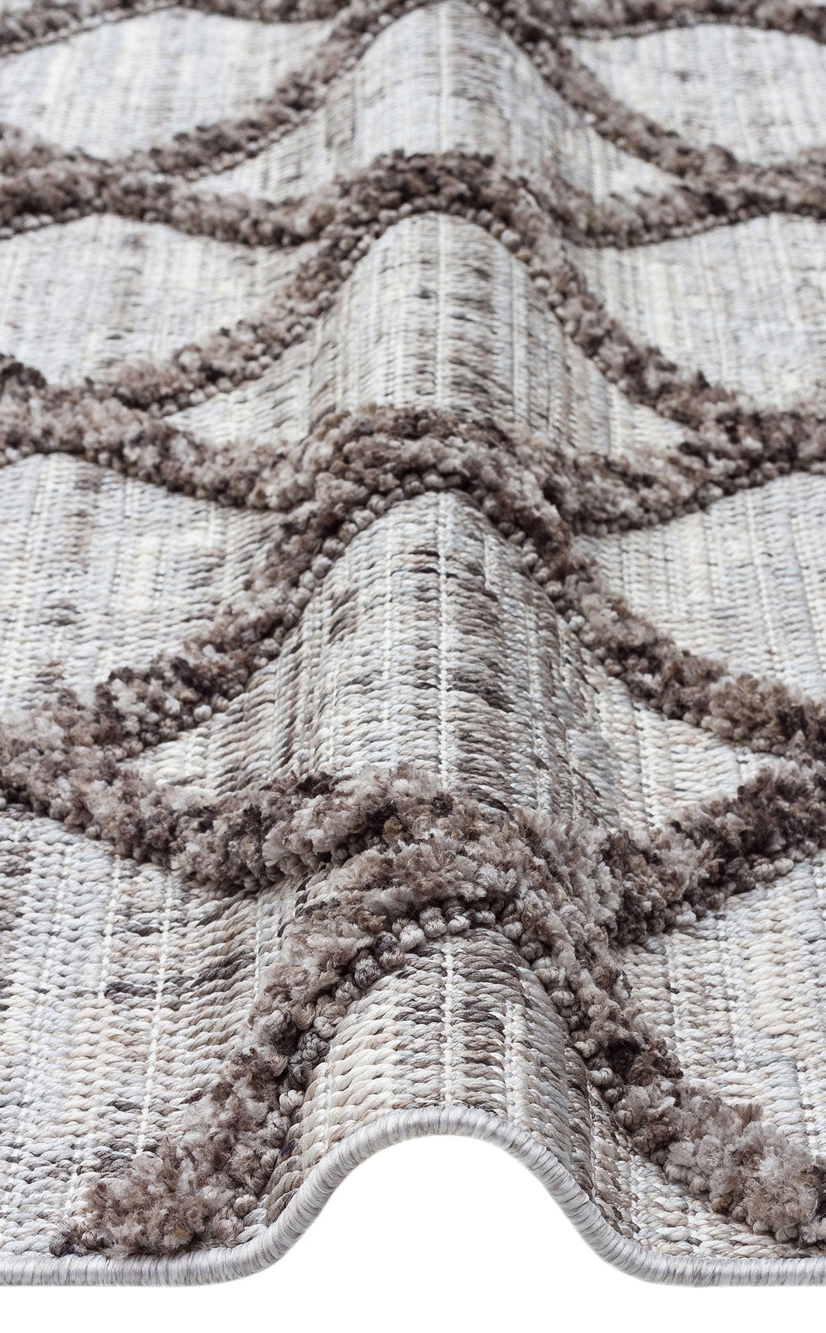 Scandinavian Area Rug - Grey Geometric Machine Made Rug with Non Slip Flatweave