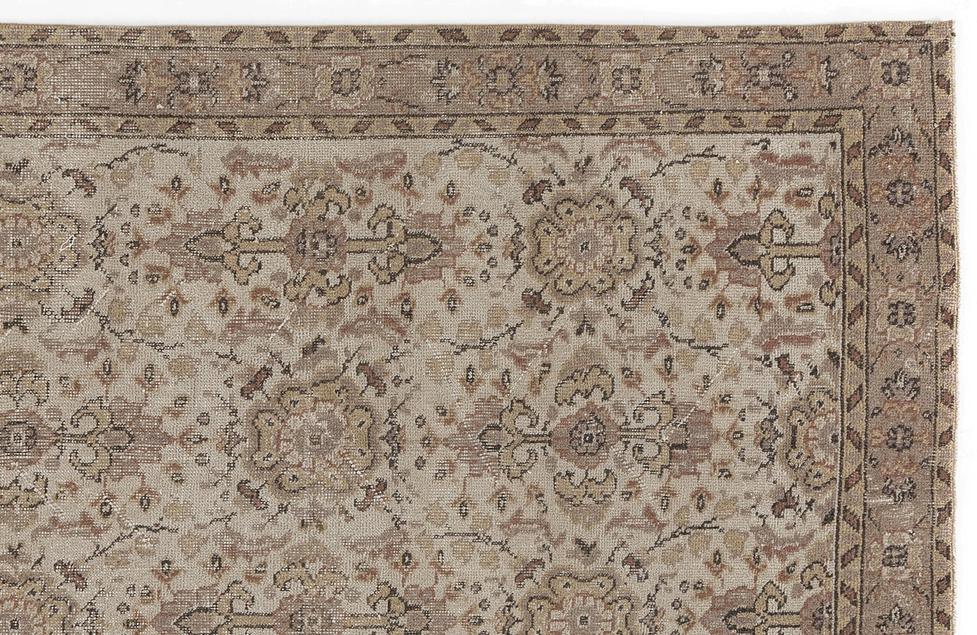 Atina Beige Vintage Wool Handmade Area Rug 3'8" x 6'8"