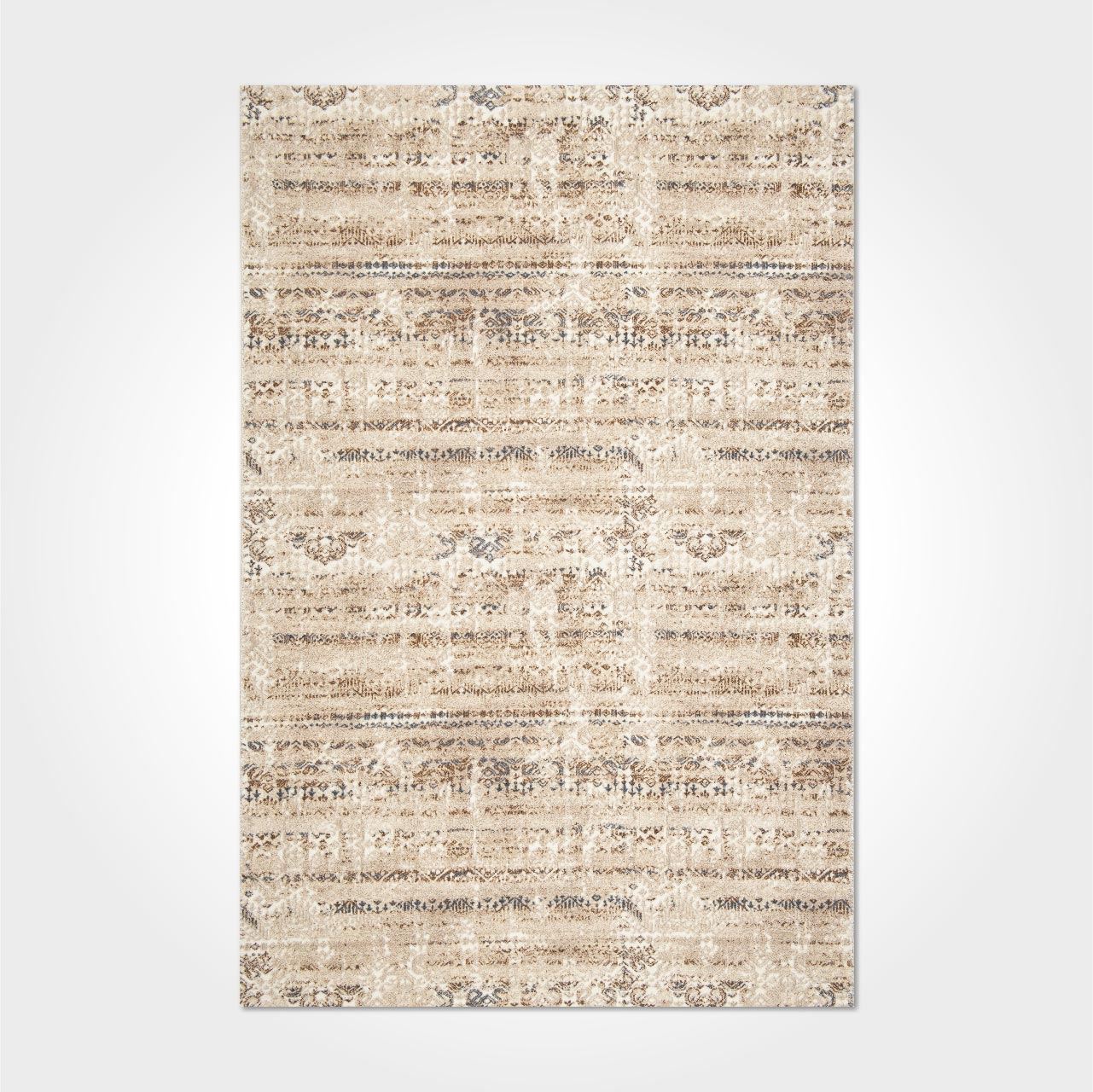Modern Area Rug – Machine Made Cream Polyester Rug With Overlocked Edge
