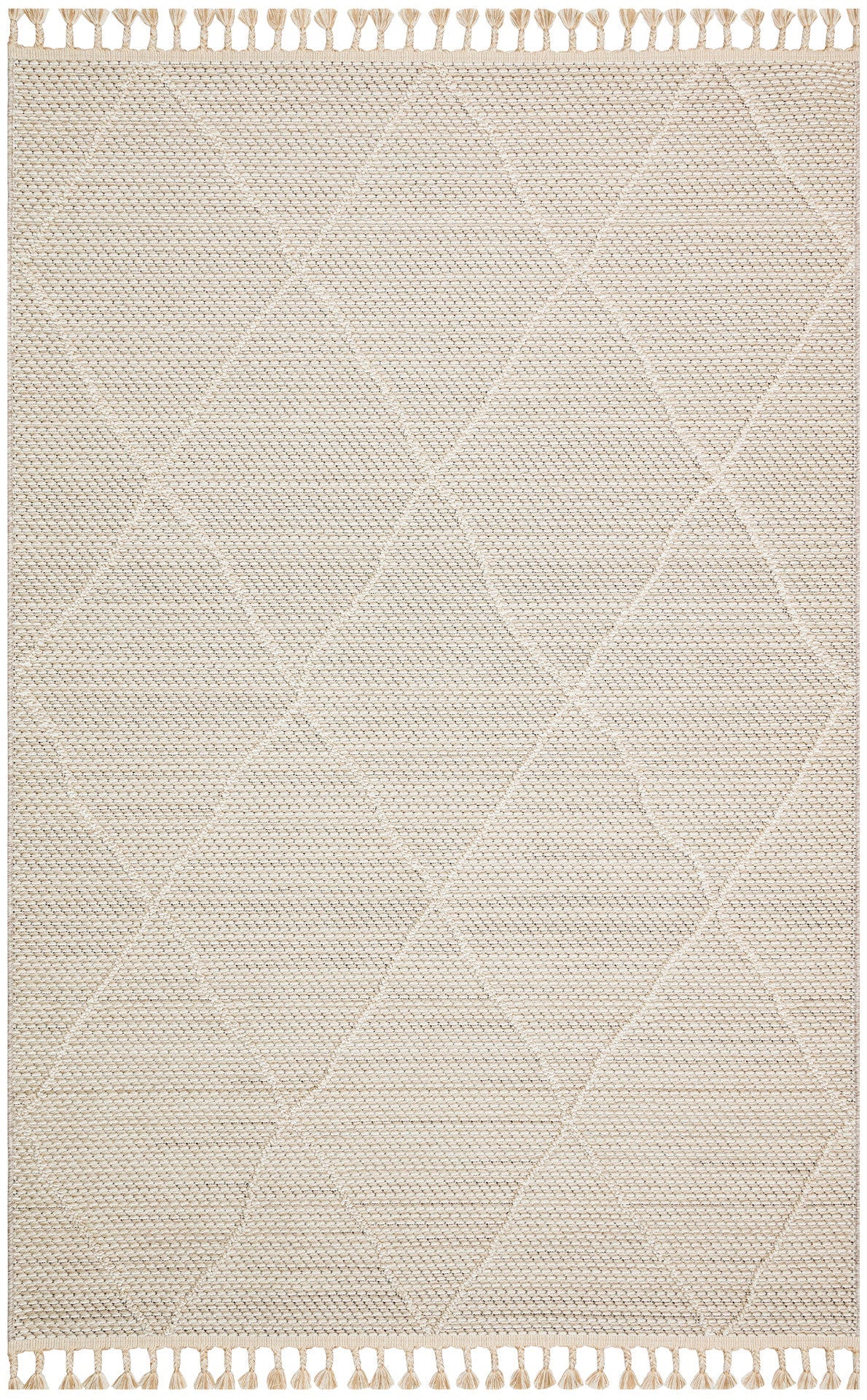 Beige Geometric Jute Rug - Machine Made Area Rug With Soft Texture & Dust Free Finish