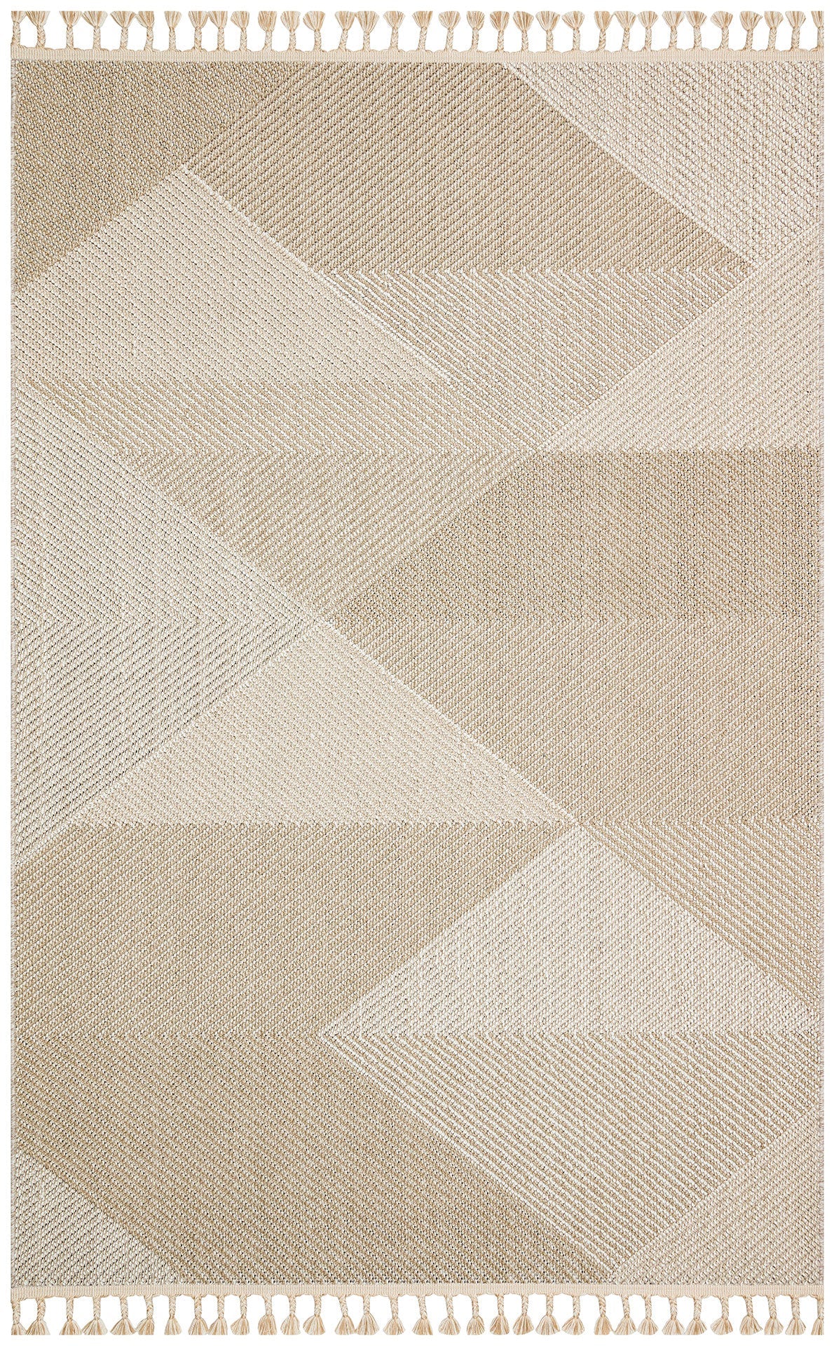 Jute Area Rug – Beige Geometric Machine Made Rug With Soft Texture