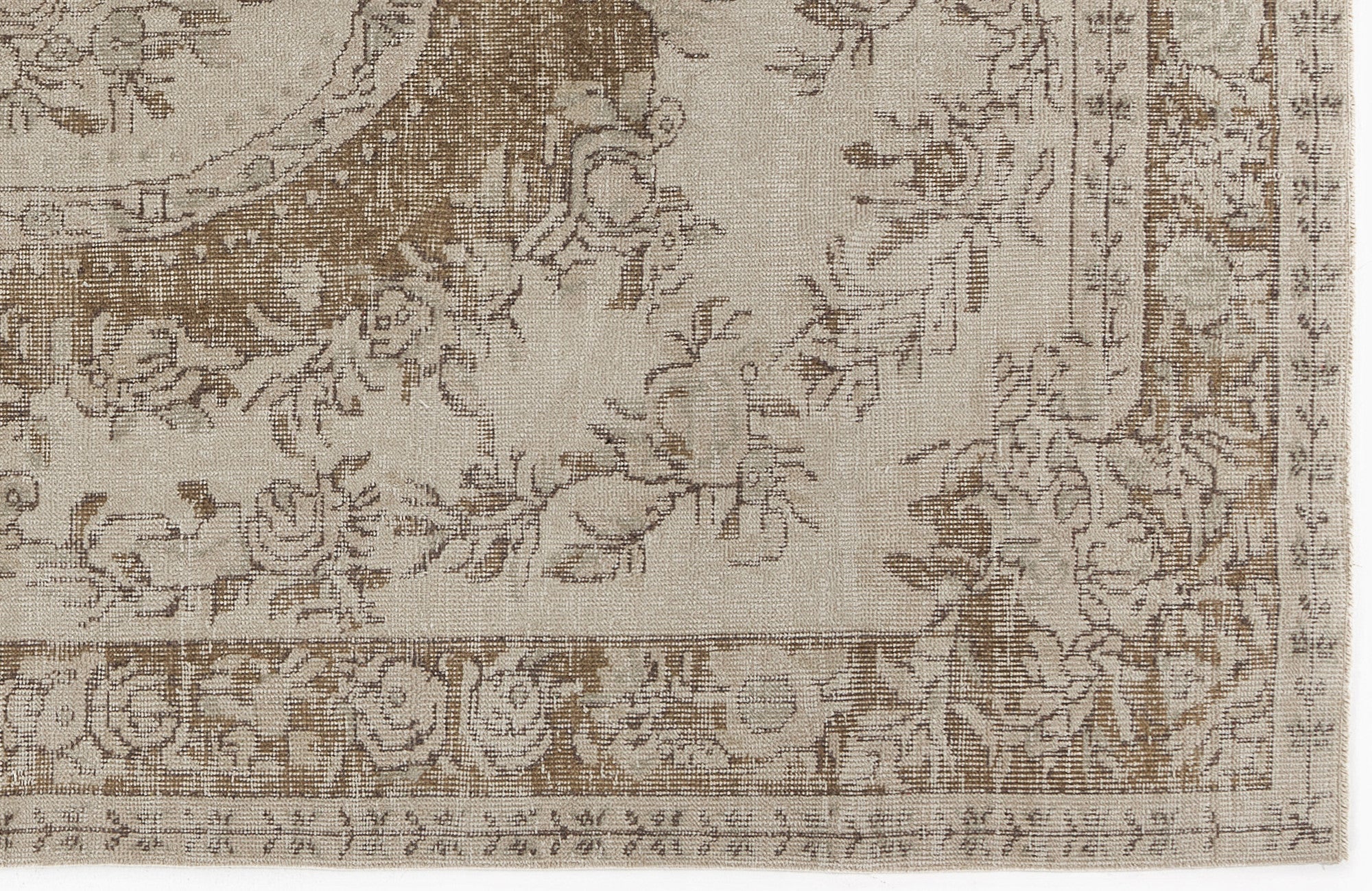 Atina Beige Vintage Wool Handmade Area Rug 6'1" x 9'3"