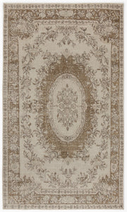 Atina Beige Vintage Wool Handmade Area Rug 6'1" x 9'3"