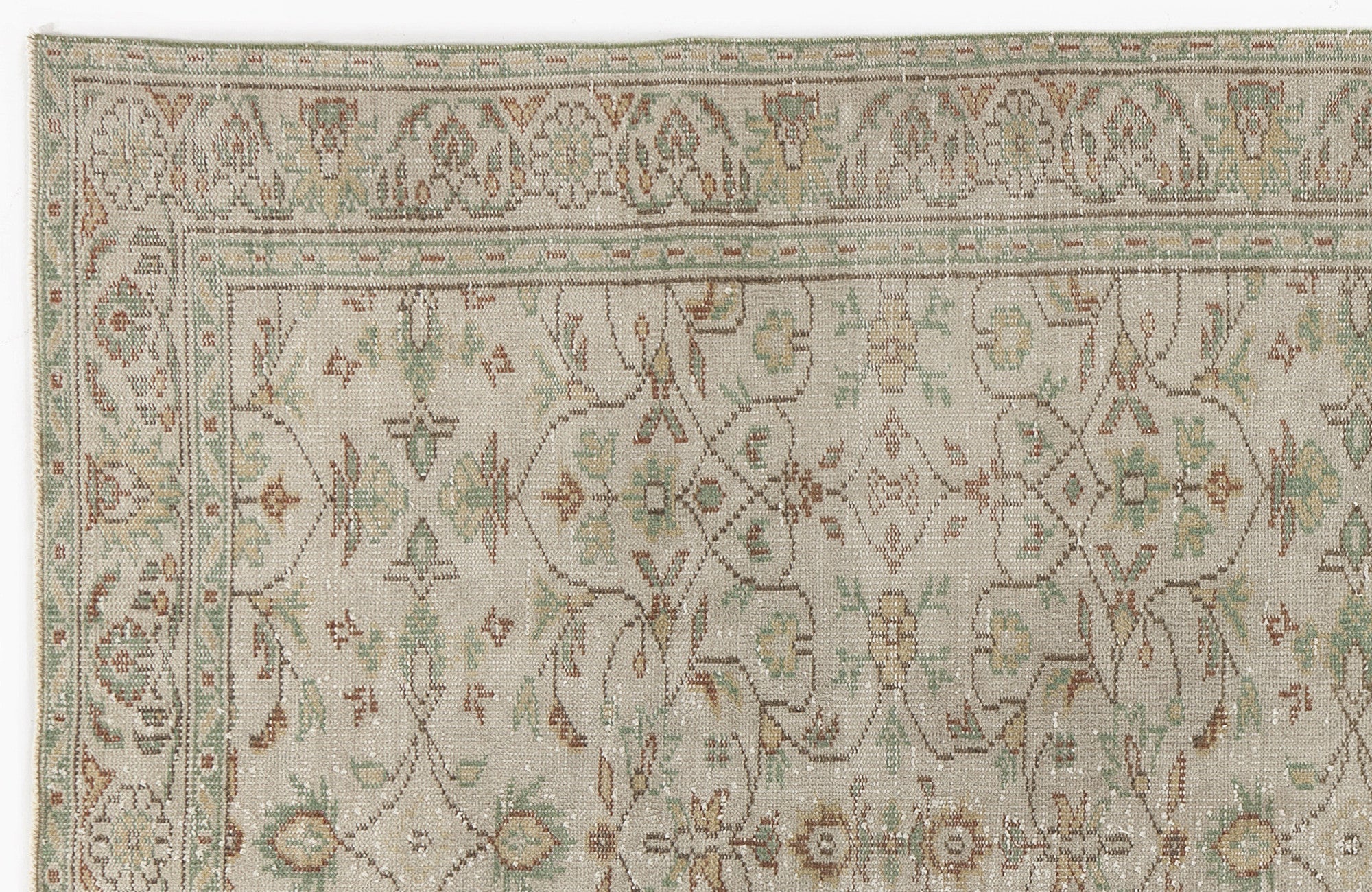 Atina Beige Vintage Wool Handmade Area Rug 5'3" x 8'11"