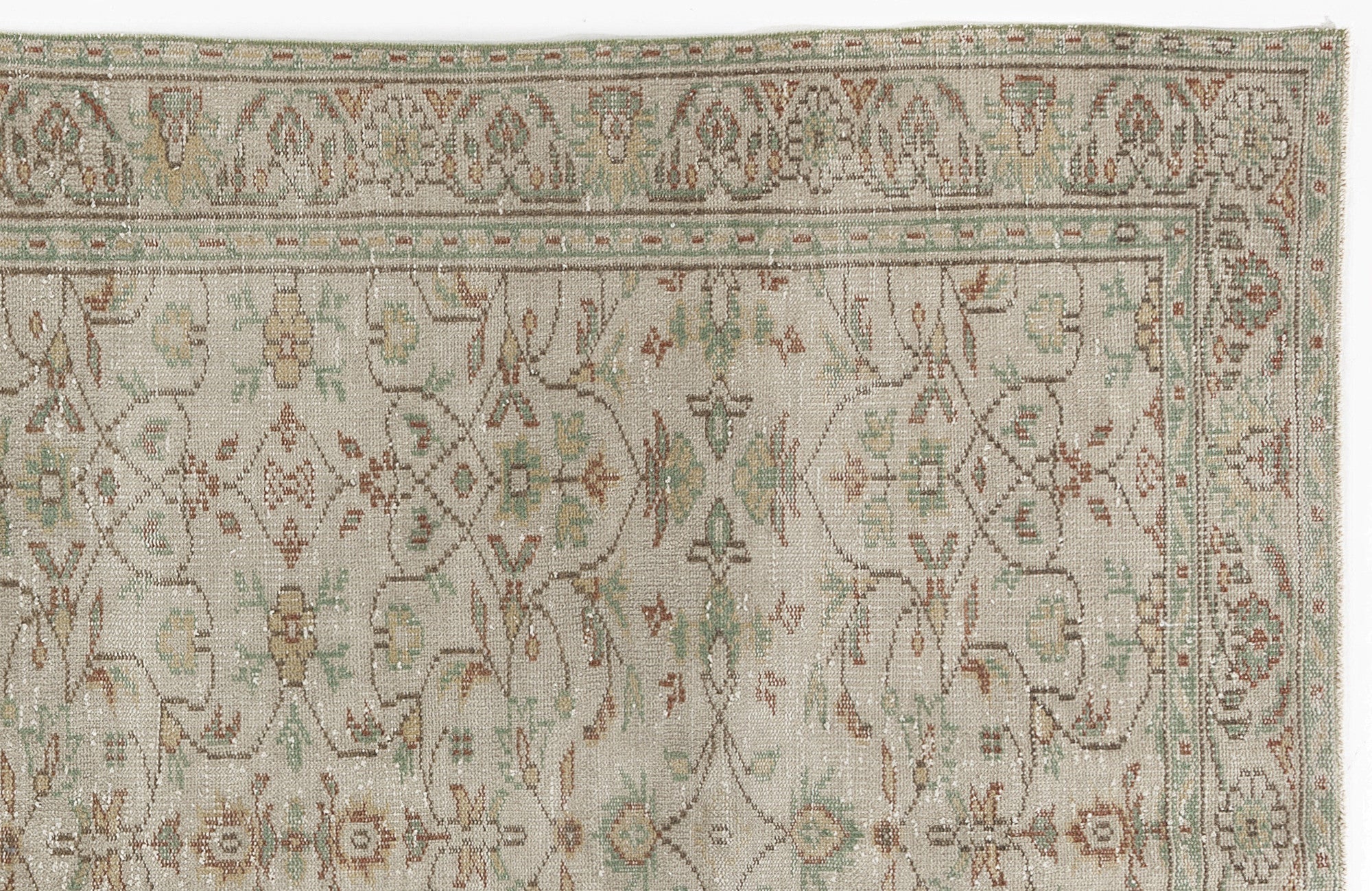 Atina Beige Vintage Wool Handmade Area Rug 5'3" x 8'11"