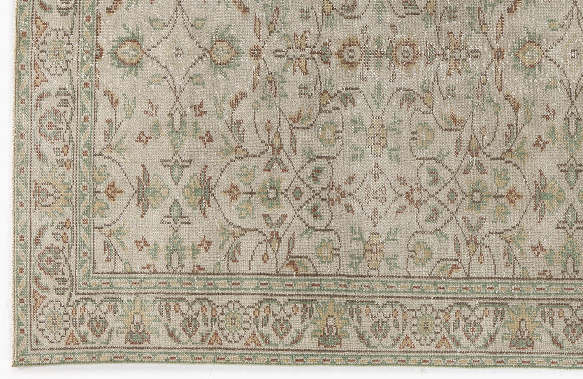 Atina Beige Vintage Wool Handmade Area Rug 5'3" x 8'11"