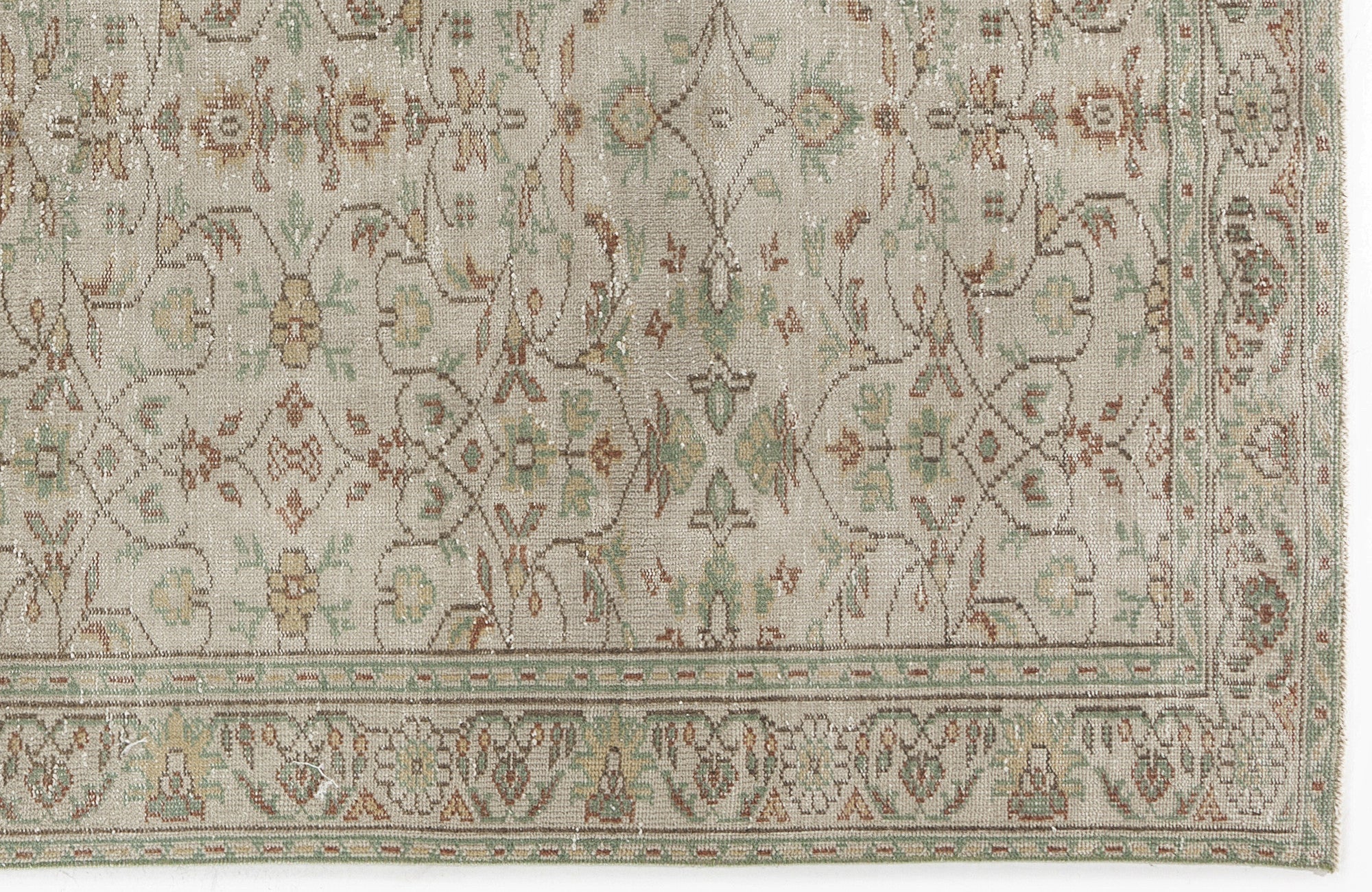 Atina Beige Vintage Wool Handmade Area Rug 5'3" x 8'11"