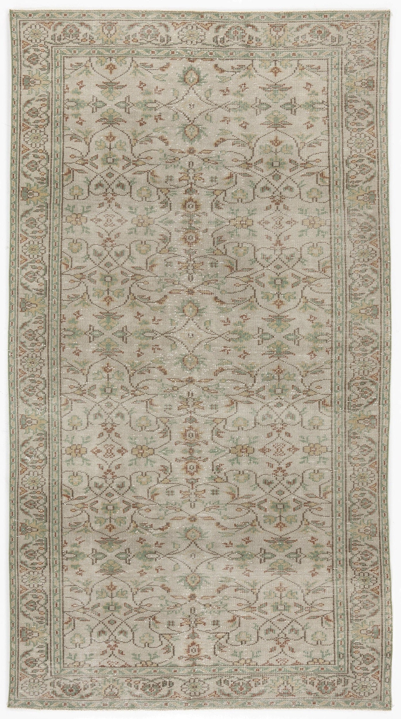 Atina Beige Vintage Wool Handmade Area Rug 5'3" x 8'11"