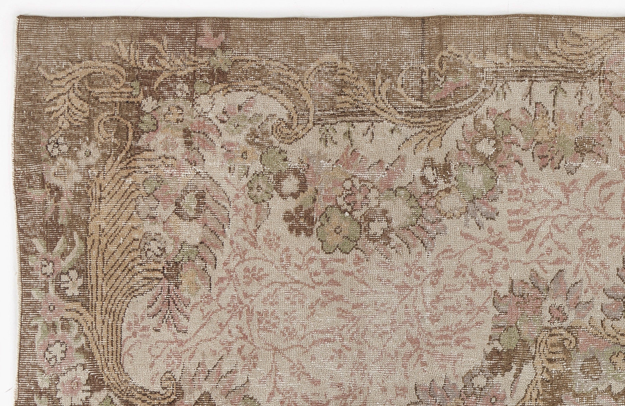 Atina Beige Vintage Wool Handmade Area Rug 5'9" x 10'3"