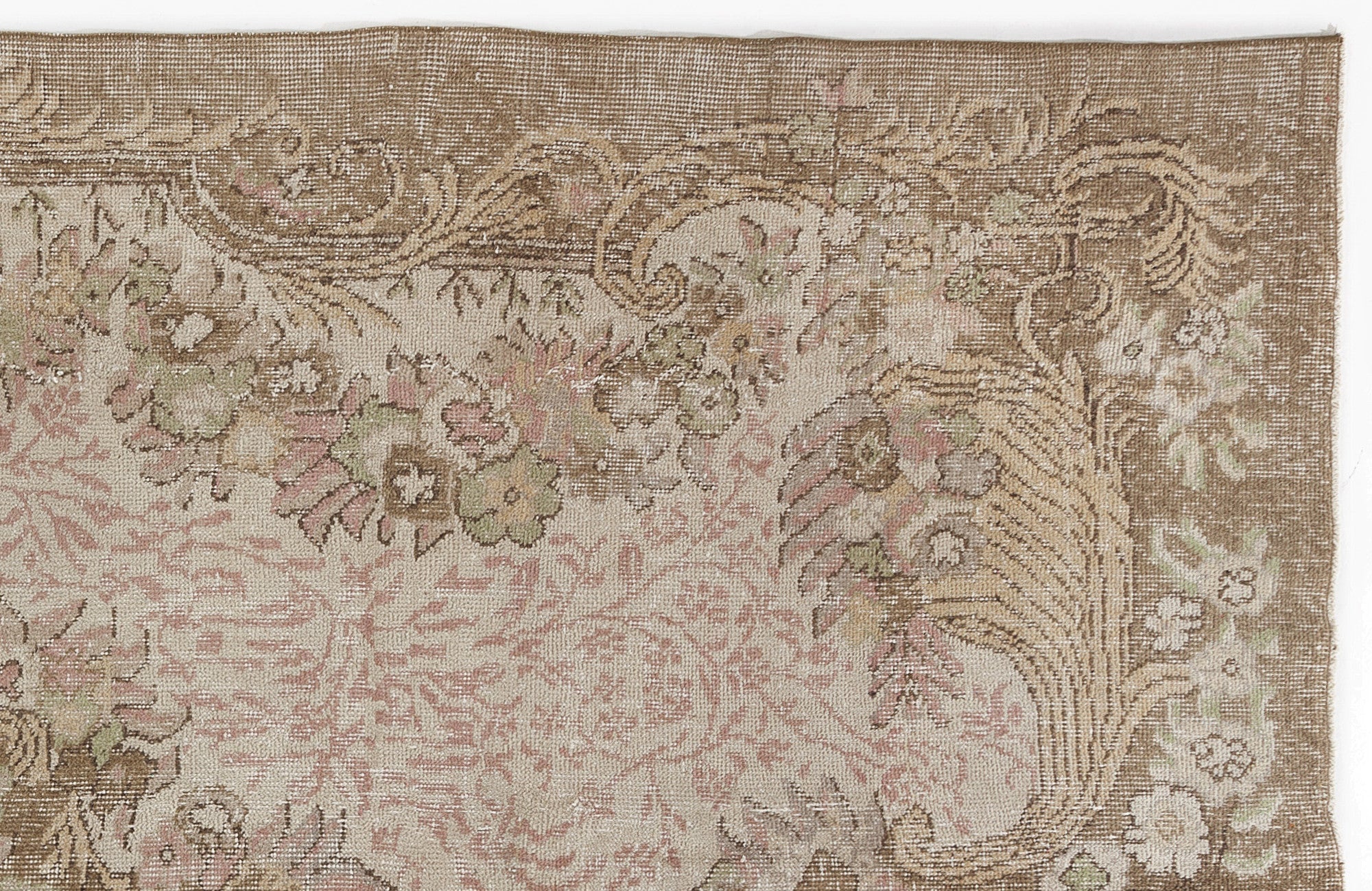 Atina Beige Vintage Wool Handmade Area Rug 5'9" x 10'3"