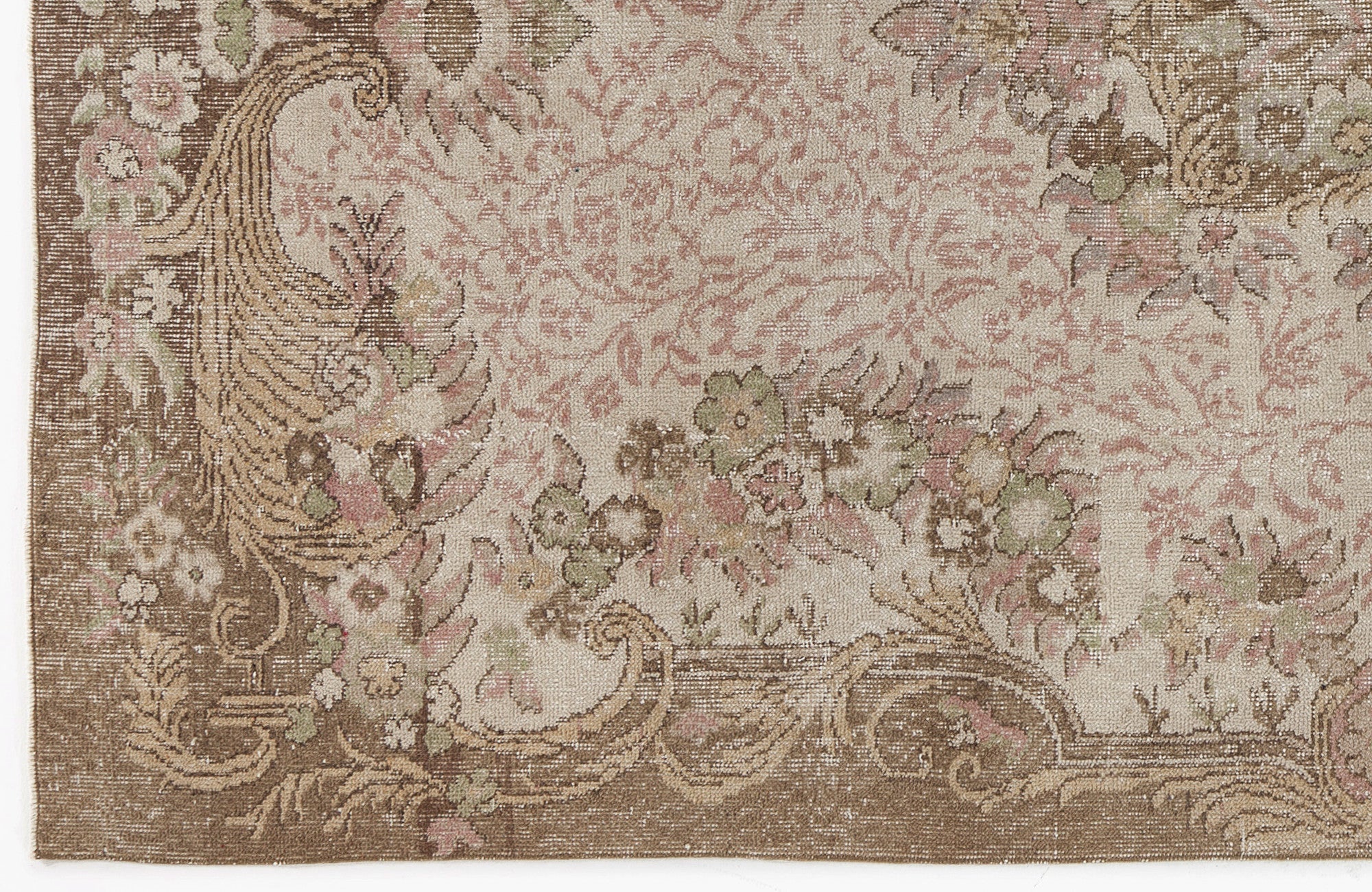 Atina Beige Vintage Wool Handmade Area Rug 5'9" x 10'3"