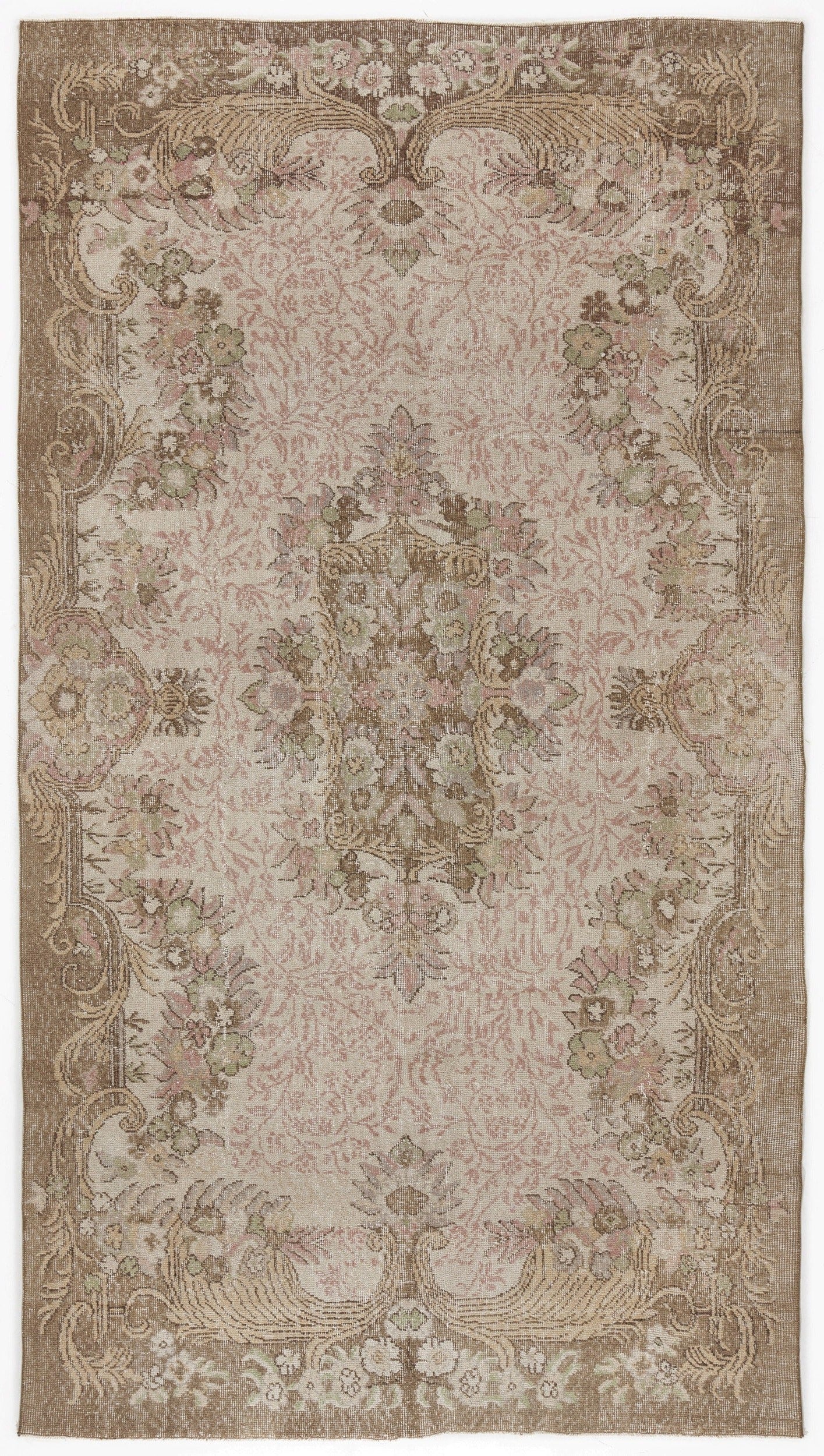 Atina Beige Vintage Wool Handmade Area Rug 5'9" x 10'3"