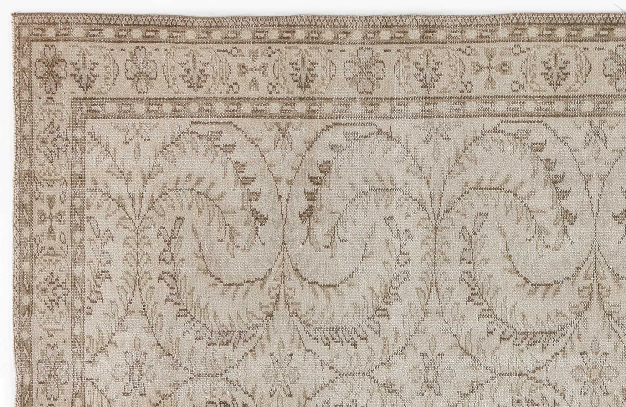 Atina Beige Vintage Wool Handmade Area Rug 5'4" x 8'11"