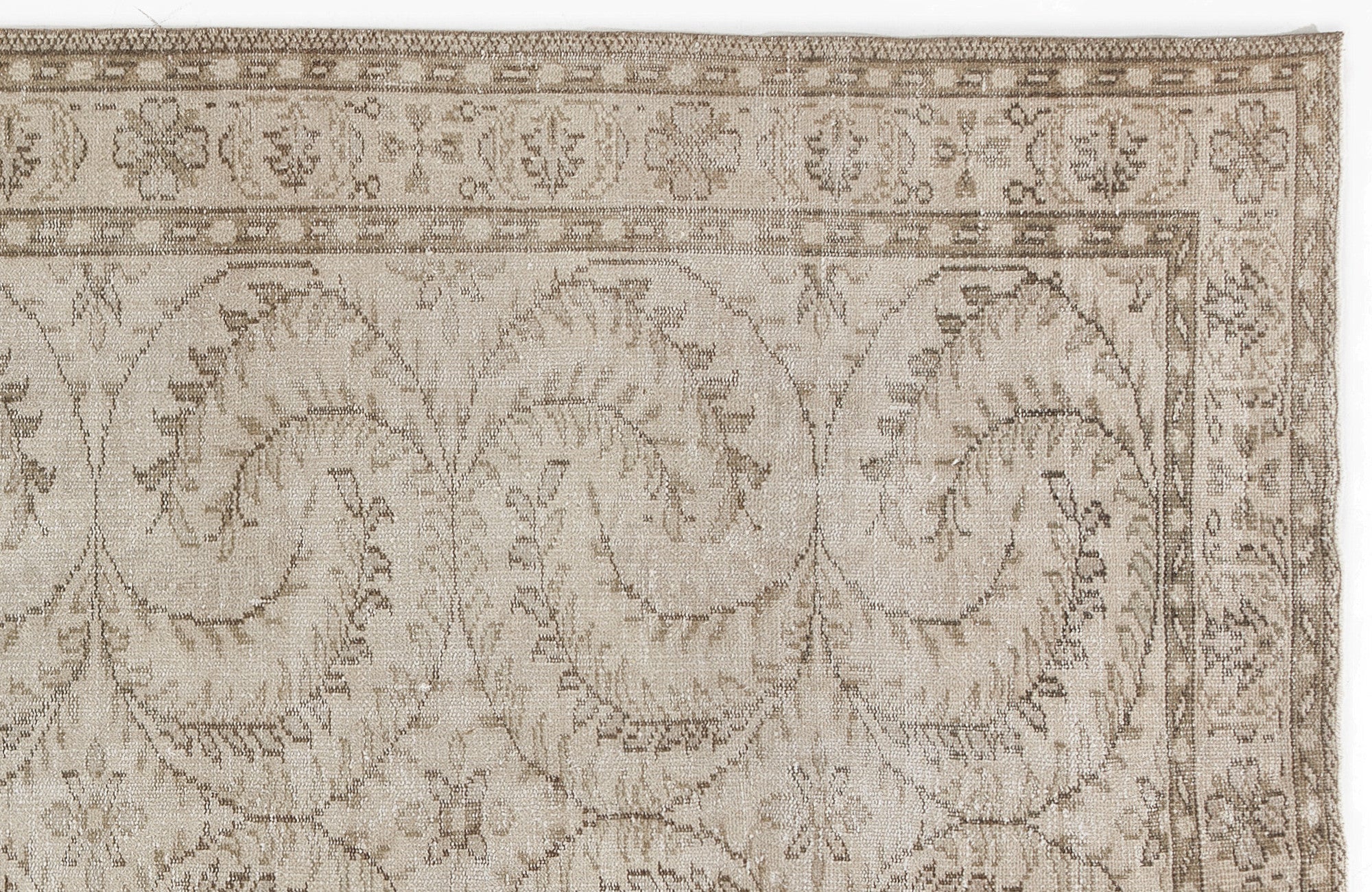Atina Beige Vintage Wool Handmade Area Rug 5'4" x 8'11"