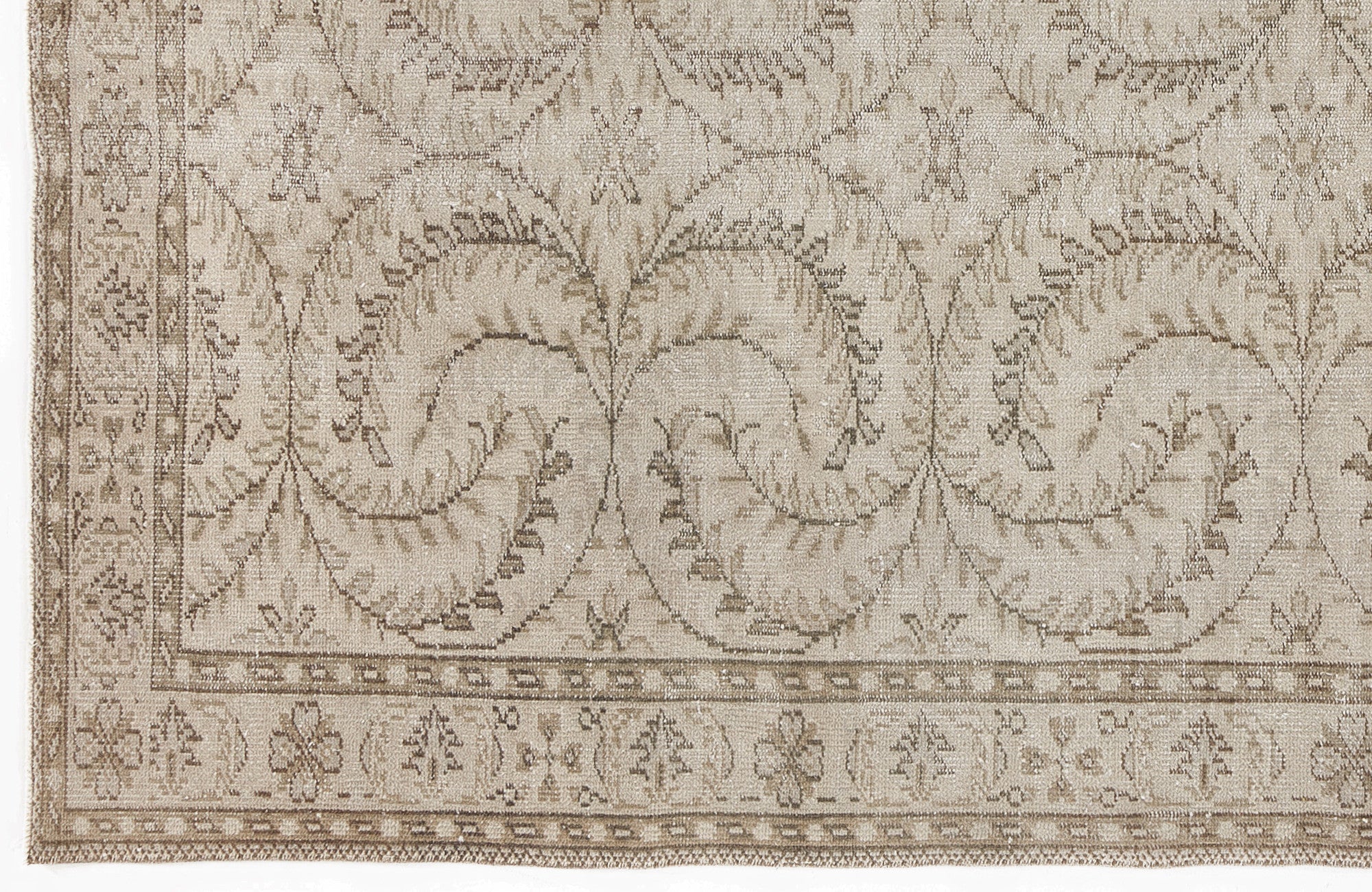 Atina Beige Vintage Wool Handmade Area Rug 5'4" x 8'11"