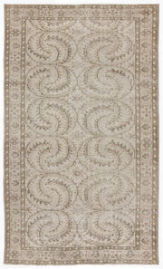 Atina Beige Vintage Wool Handmade Area Rug 5'4" x 8'11"