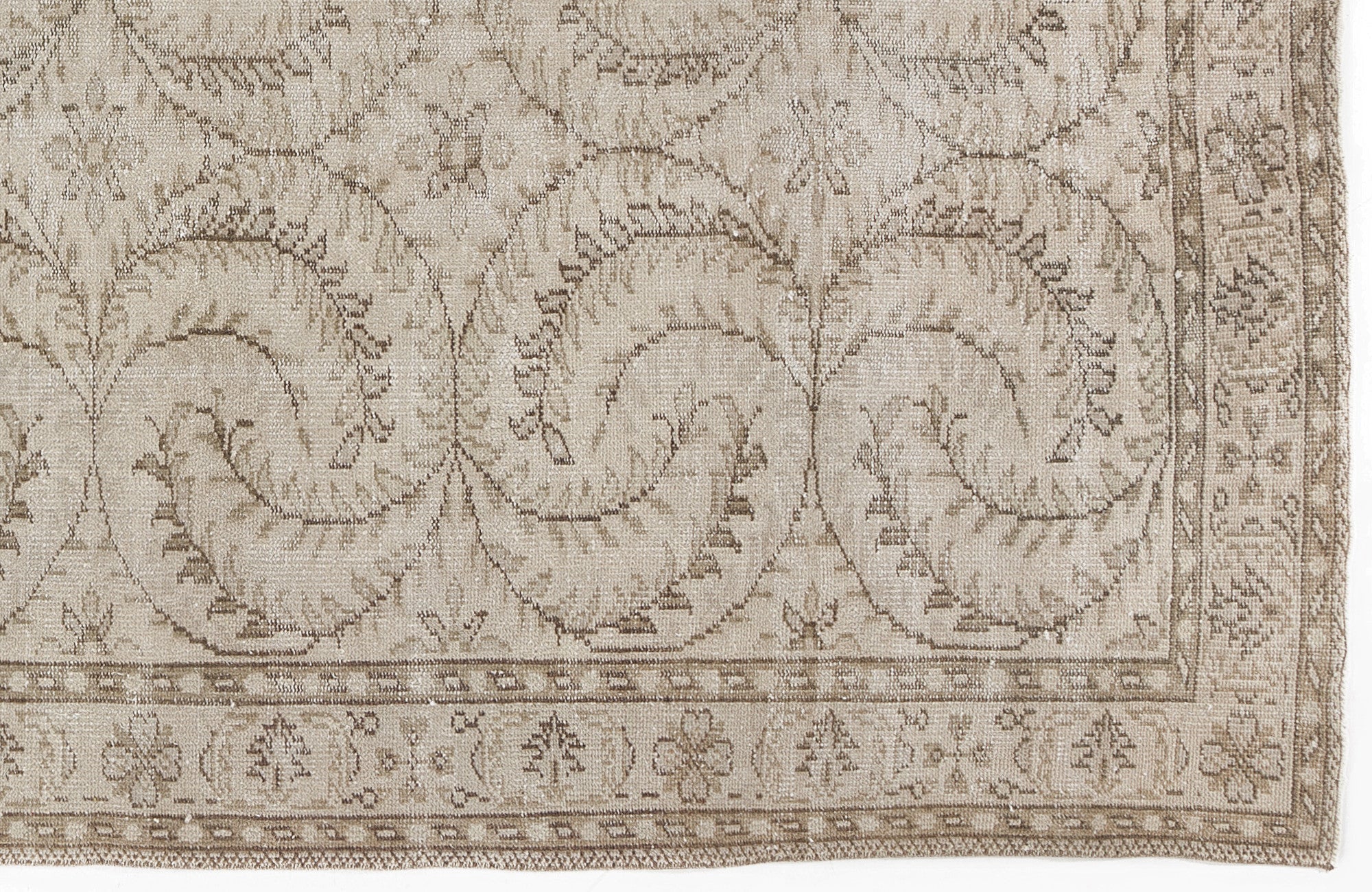Atina Beige Vintage Wool Handmade Area Rug 5'4" x 8'11"