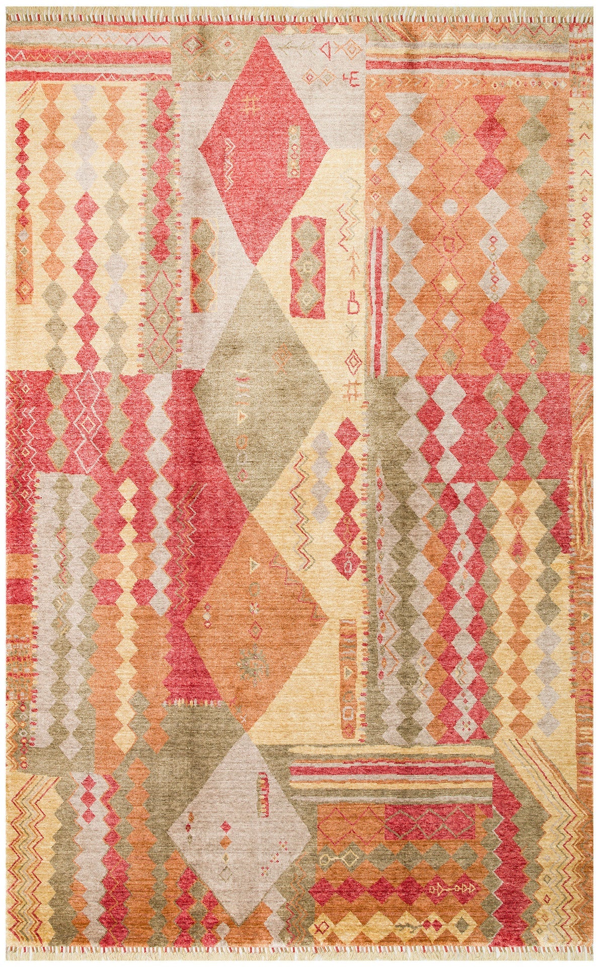 Handmade Viscose Rug - Modern Red Area Rug With Soft Texture & Authentic Pattern