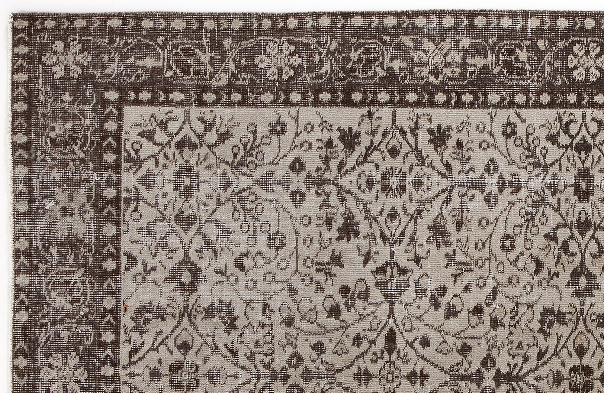 Atina Beige Vintage Wool Handmade Area Rug 5'2" x 8'5"