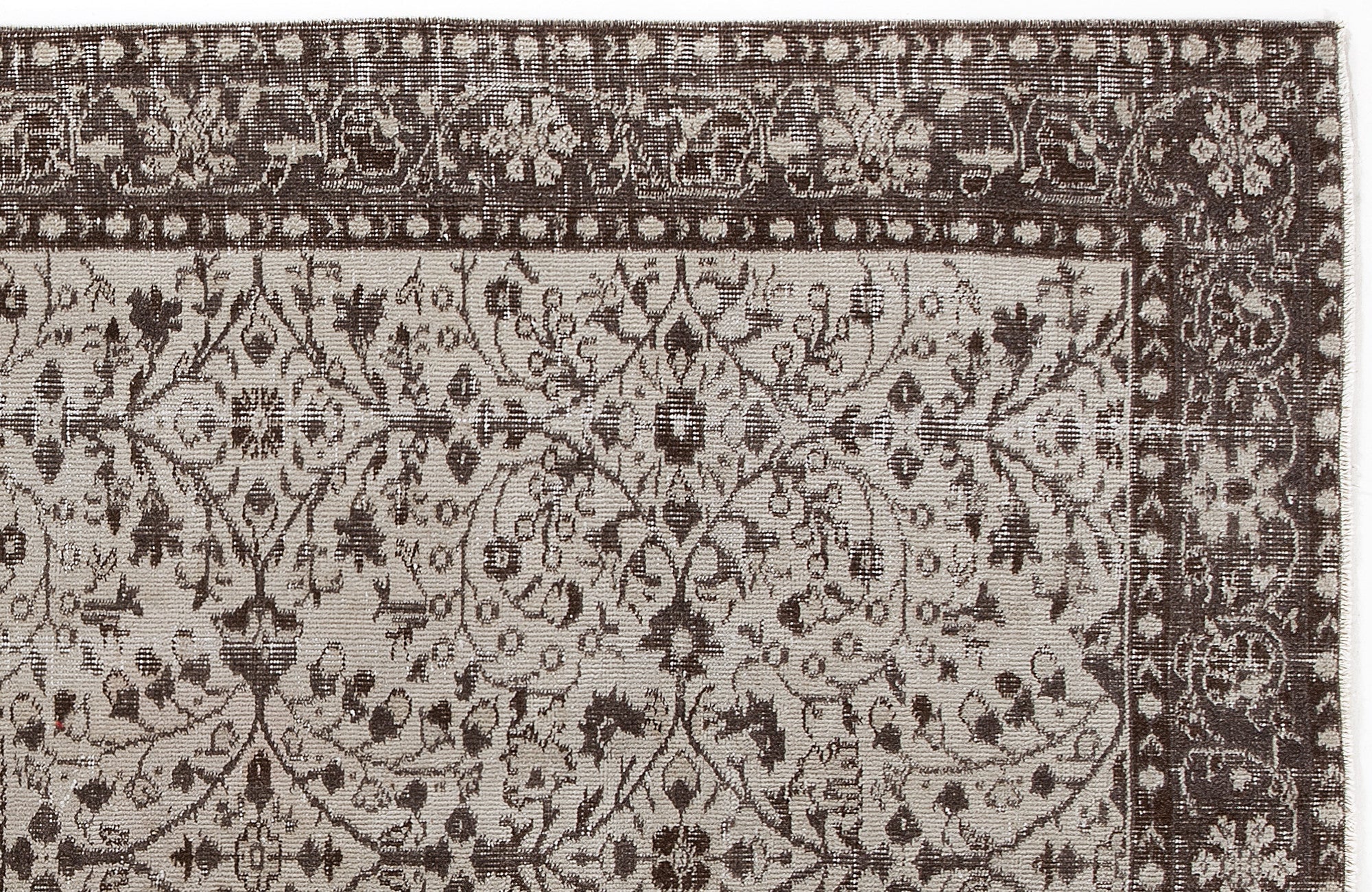 Atina Beige Vintage Wool Handmade Area Rug 5'2" x 8'5"