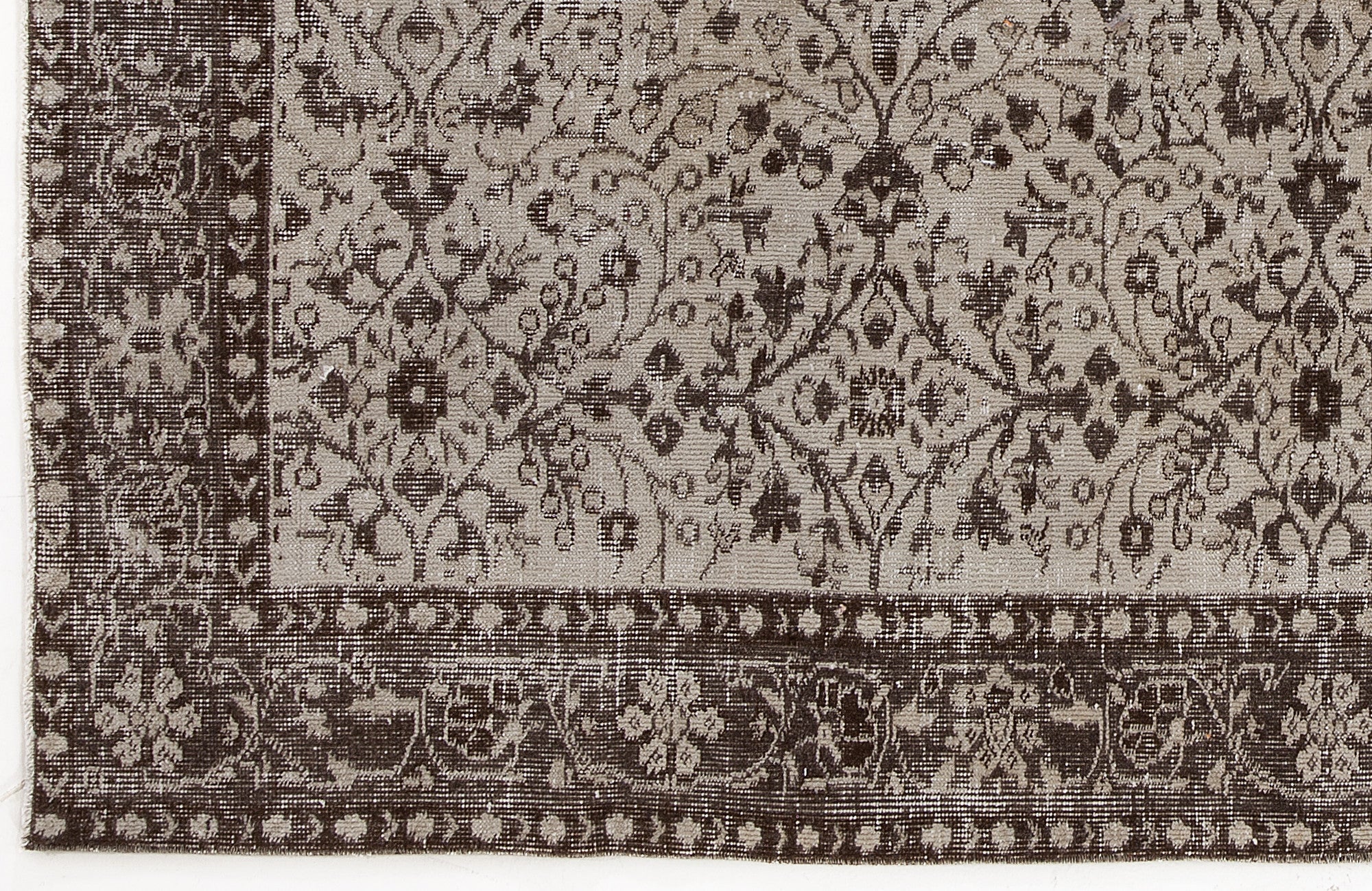 Atina Beige Vintage Wool Handmade Area Rug 5'2" x 8'5"