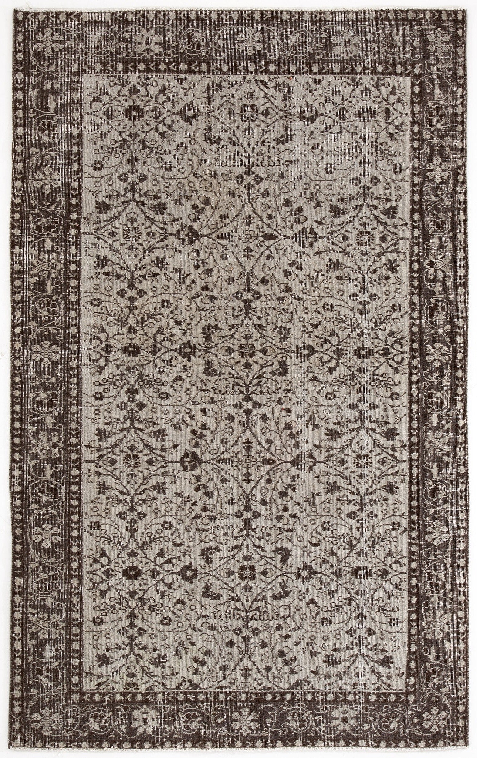 Atina Beige Vintage Wool Handmade Area Rug 5'2" x 8'5"