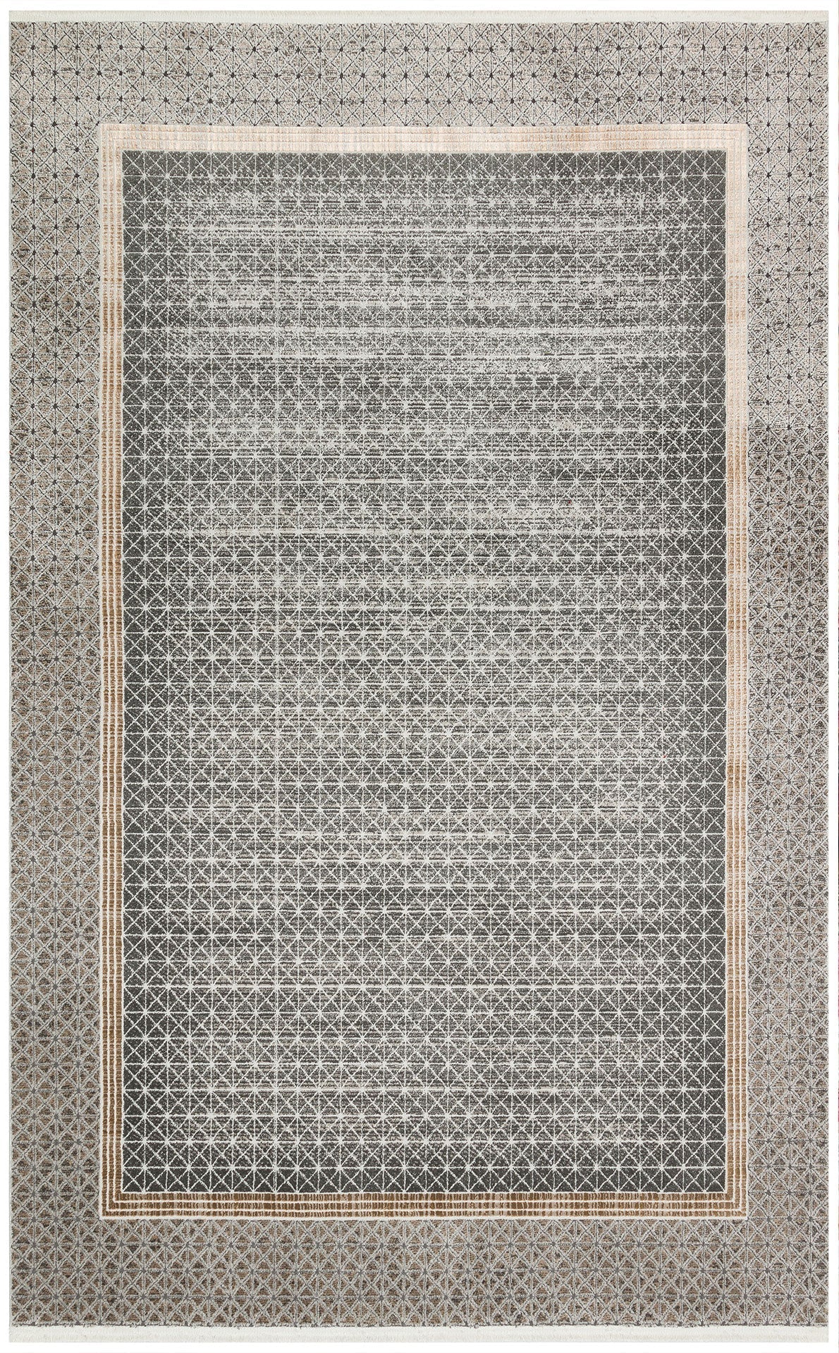 Machine Made Area Rug - Grey Flatweave Modern Patterned Rug With Soft Texture