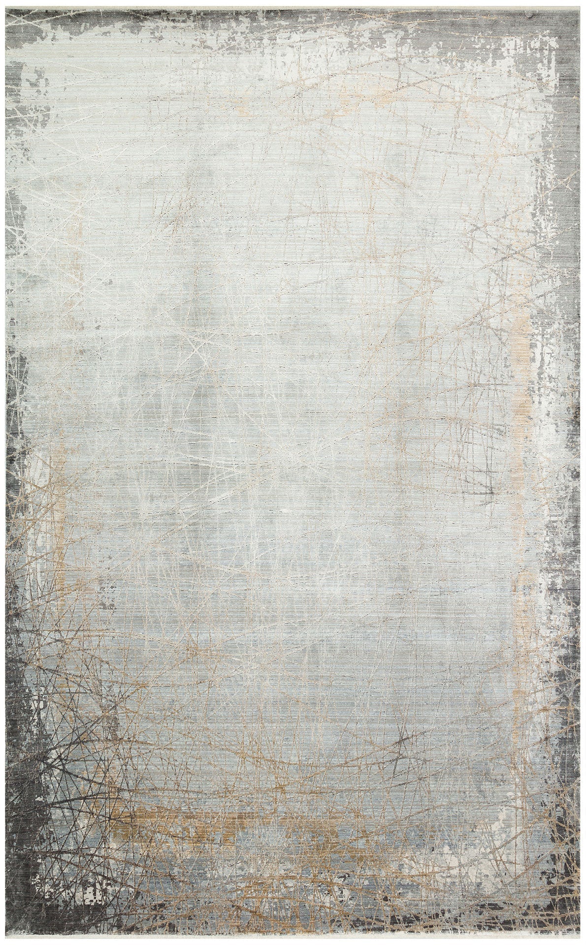 Grey Geometric Area Rug - Modern Machine Made Carpet, Dense Woven Living Room Rug