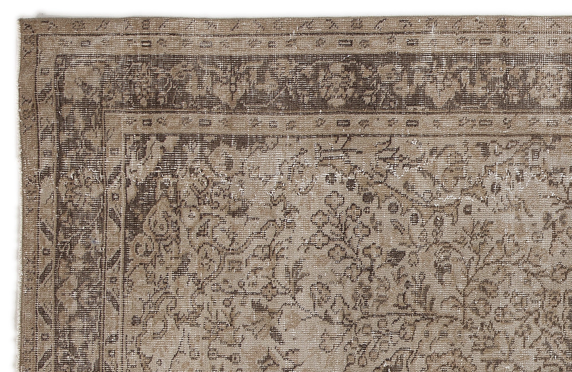 Atina Beige Vintage Wool Handmade Area Rug 5'10" x 9'5"