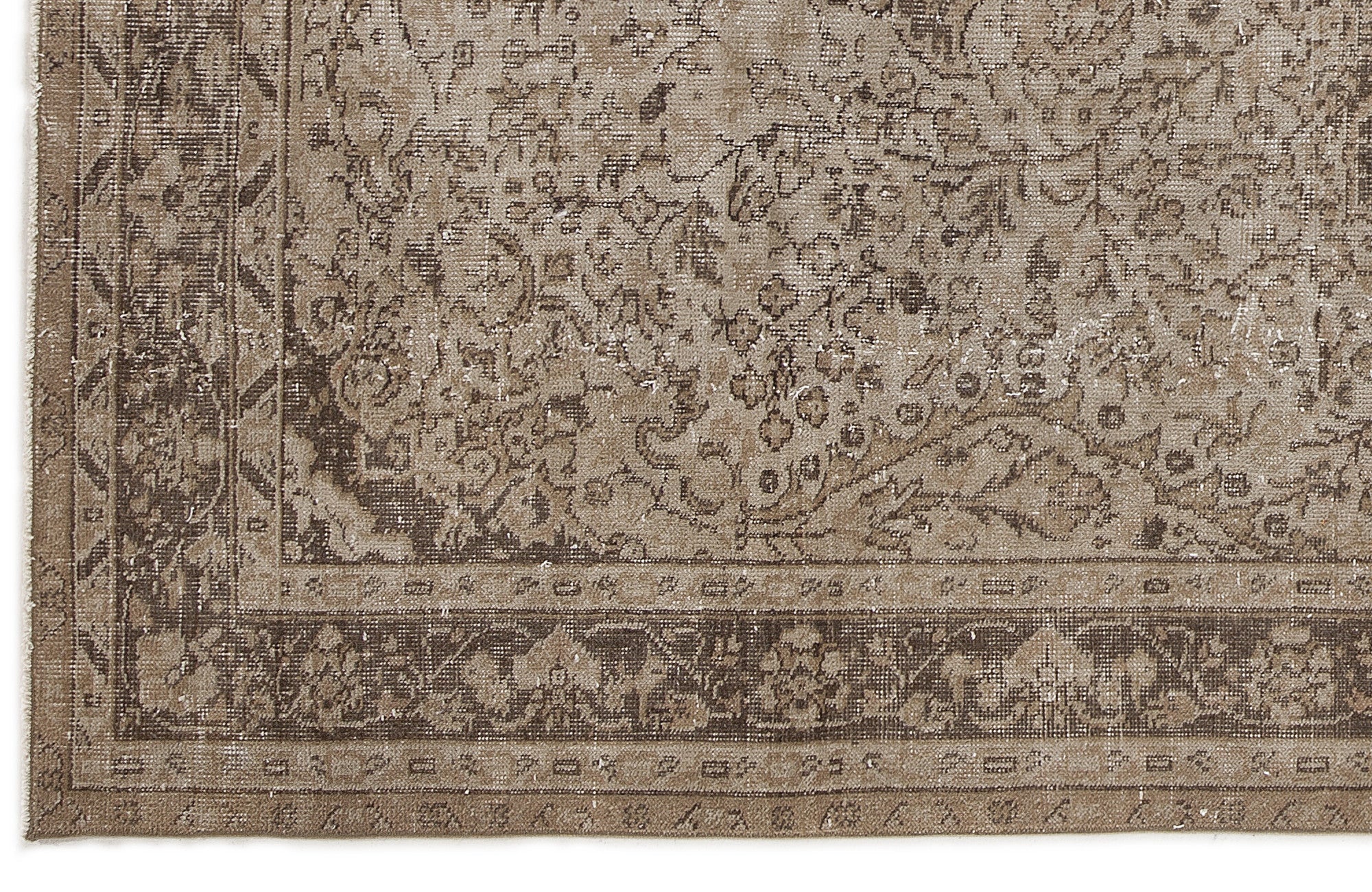 Atina Beige Vintage Wool Handmade Area Rug 5'10" x 9'5"
