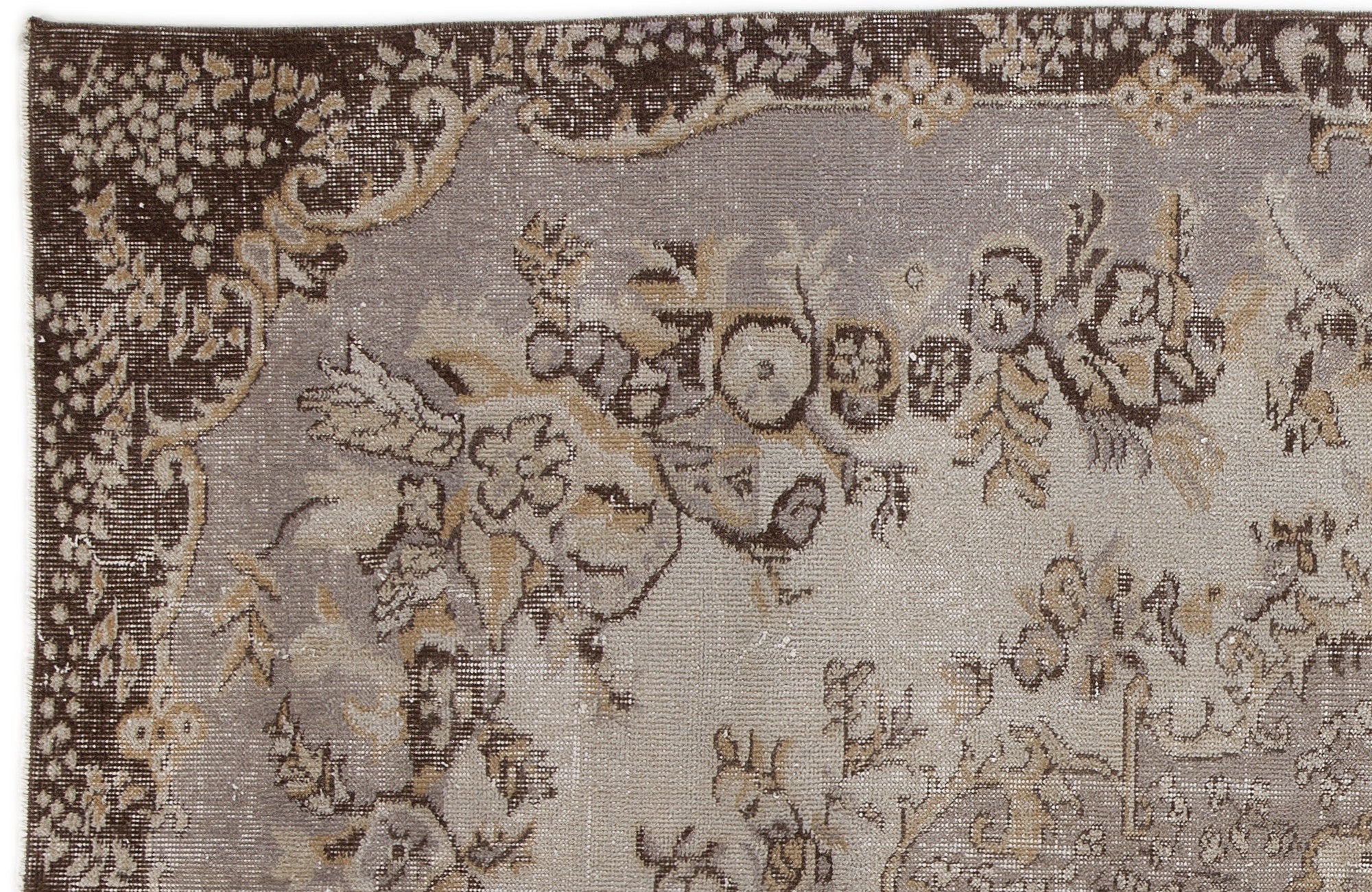 Atina Beige Vintage Wool Handmade Area Rug 5'4" x 8'6"