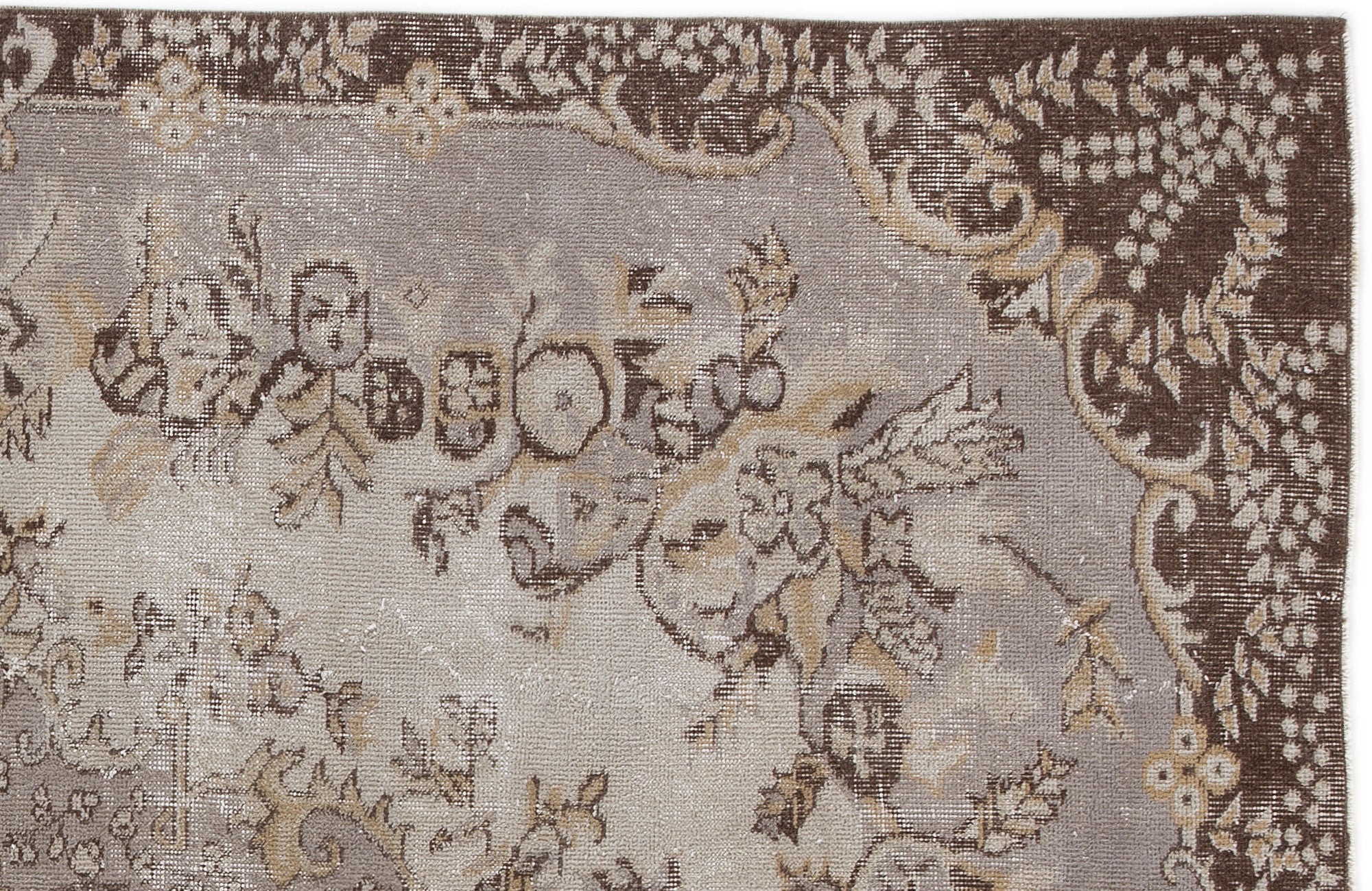 Atina Beige Vintage Wool Handmade Area Rug 5'4" x 8'6"