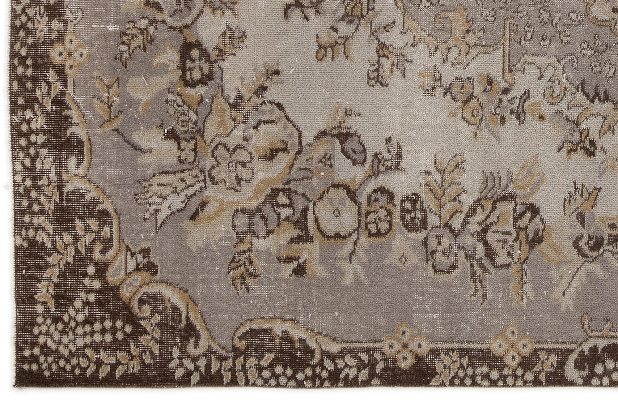 Atina Beige Vintage Wool Handmade Area Rug 5'4" x 8'6"