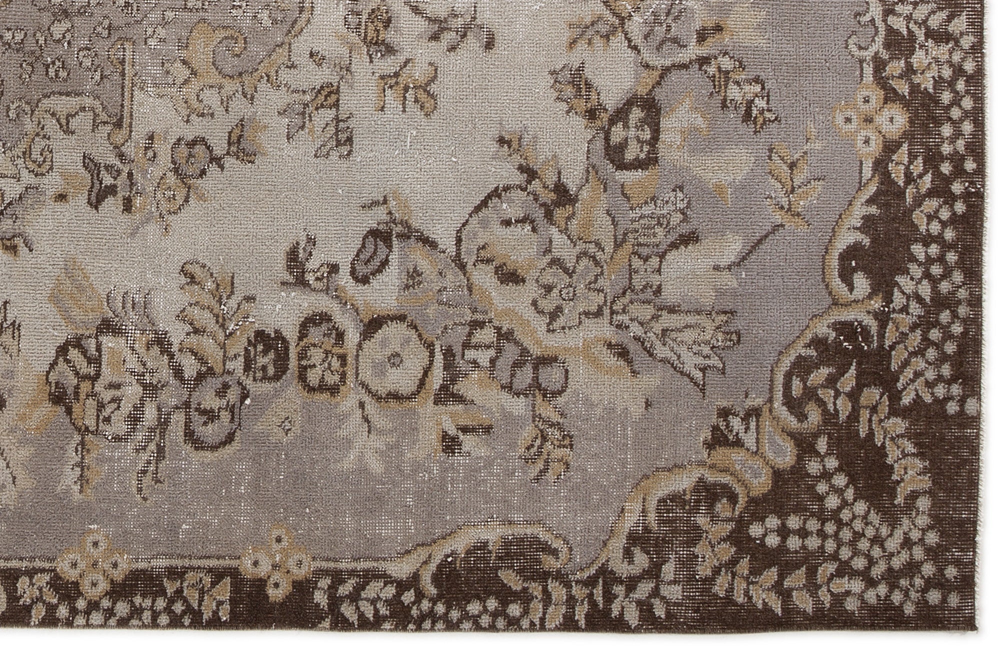 Atina Beige Vintage Wool Handmade Area Rug 5'4" x 8'6"