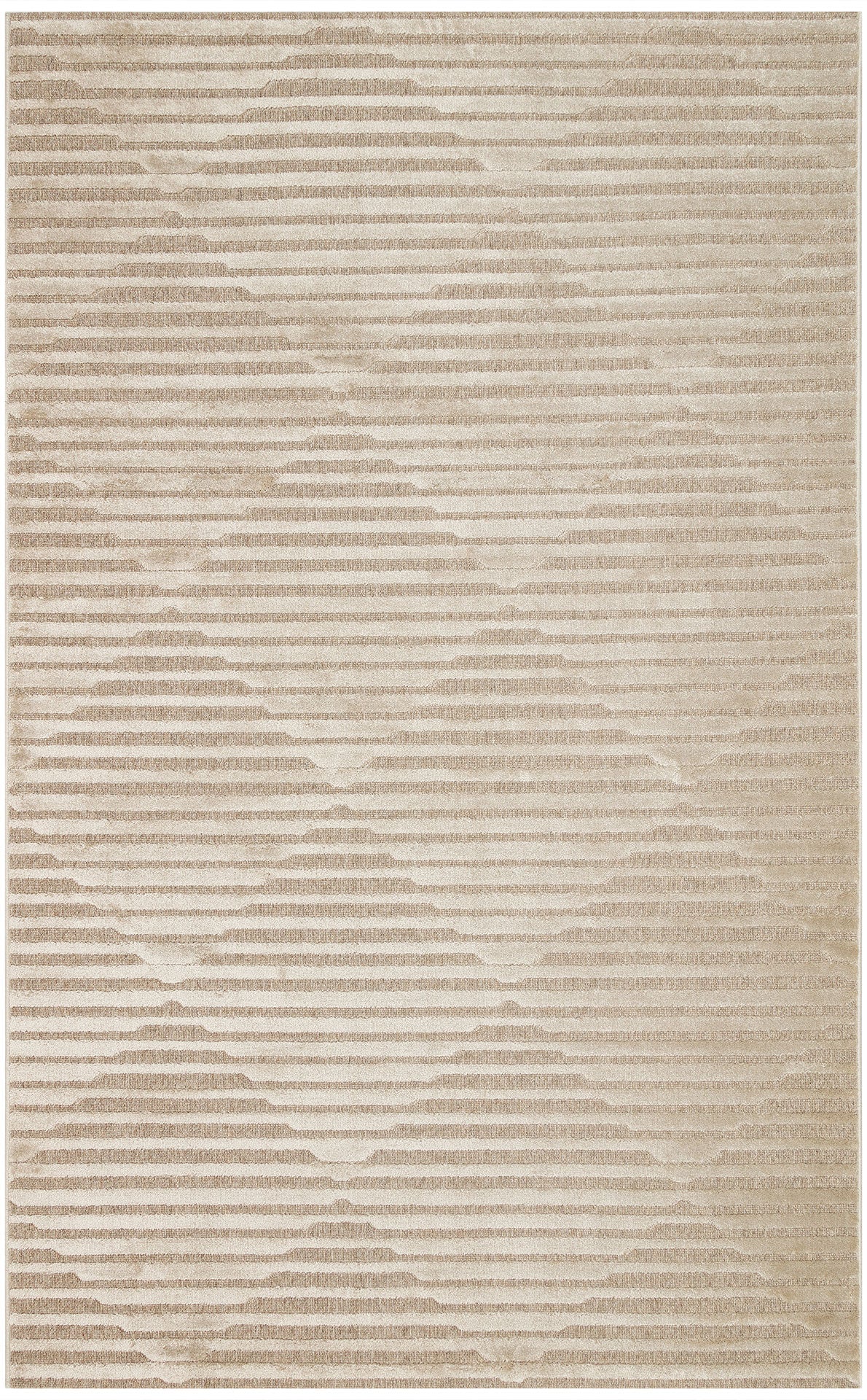 Wool Viscose Area Rug – Machine Made Rug | Geometric Brown Cream Flatweave Carpet