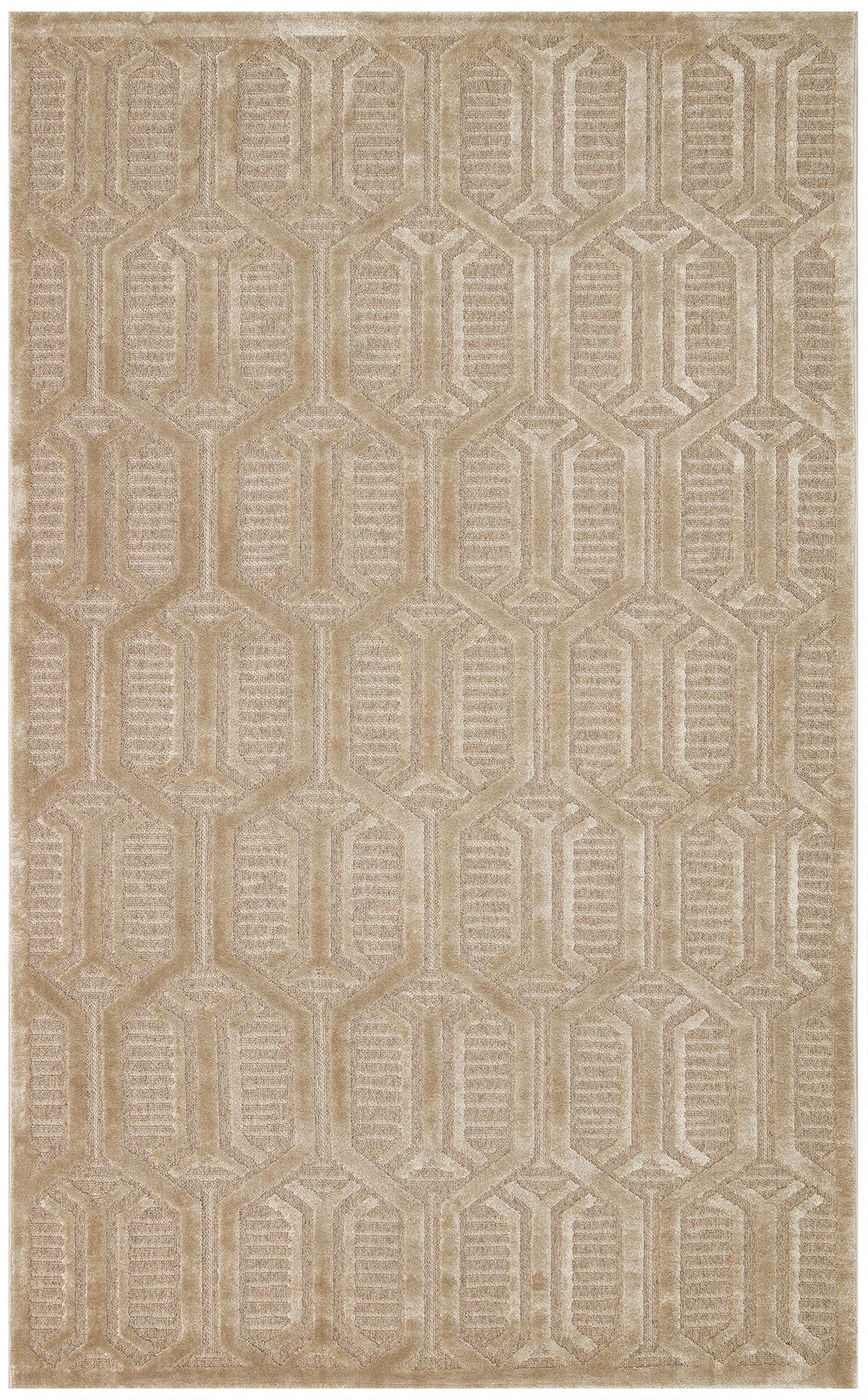 Geometric Wool Area Rug – Machine Made Brown Flatweave Carpet With Soft Texture