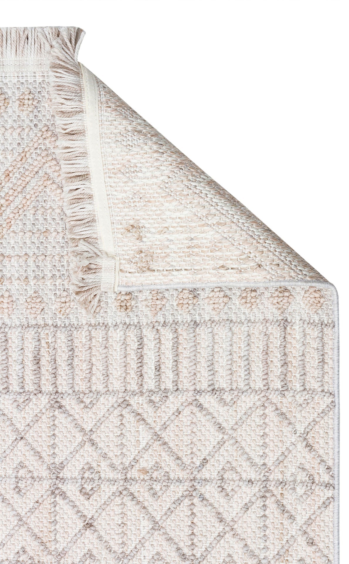 Beige Geometric Area Rug - Machine Made Rug With Dustproof Flatweave Design